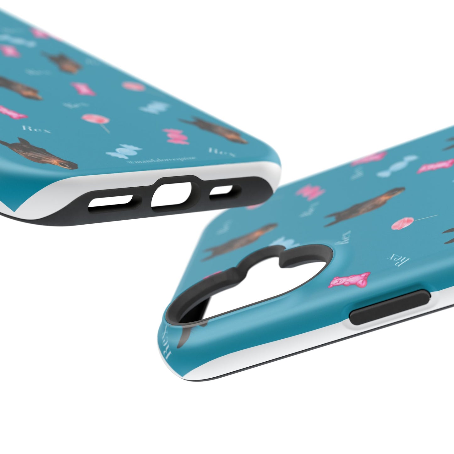 Magnetic Impact-Resistant Phone Case — Teal Doberman Candy Pattern (Protective, Shockproof)