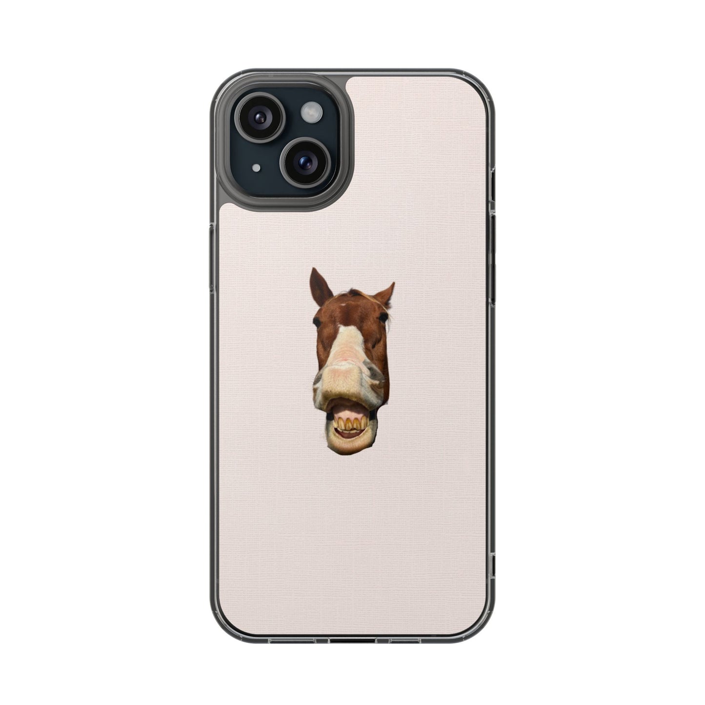 Clear Impact-Resistant Phone Case — Funny Smiling Horse Design