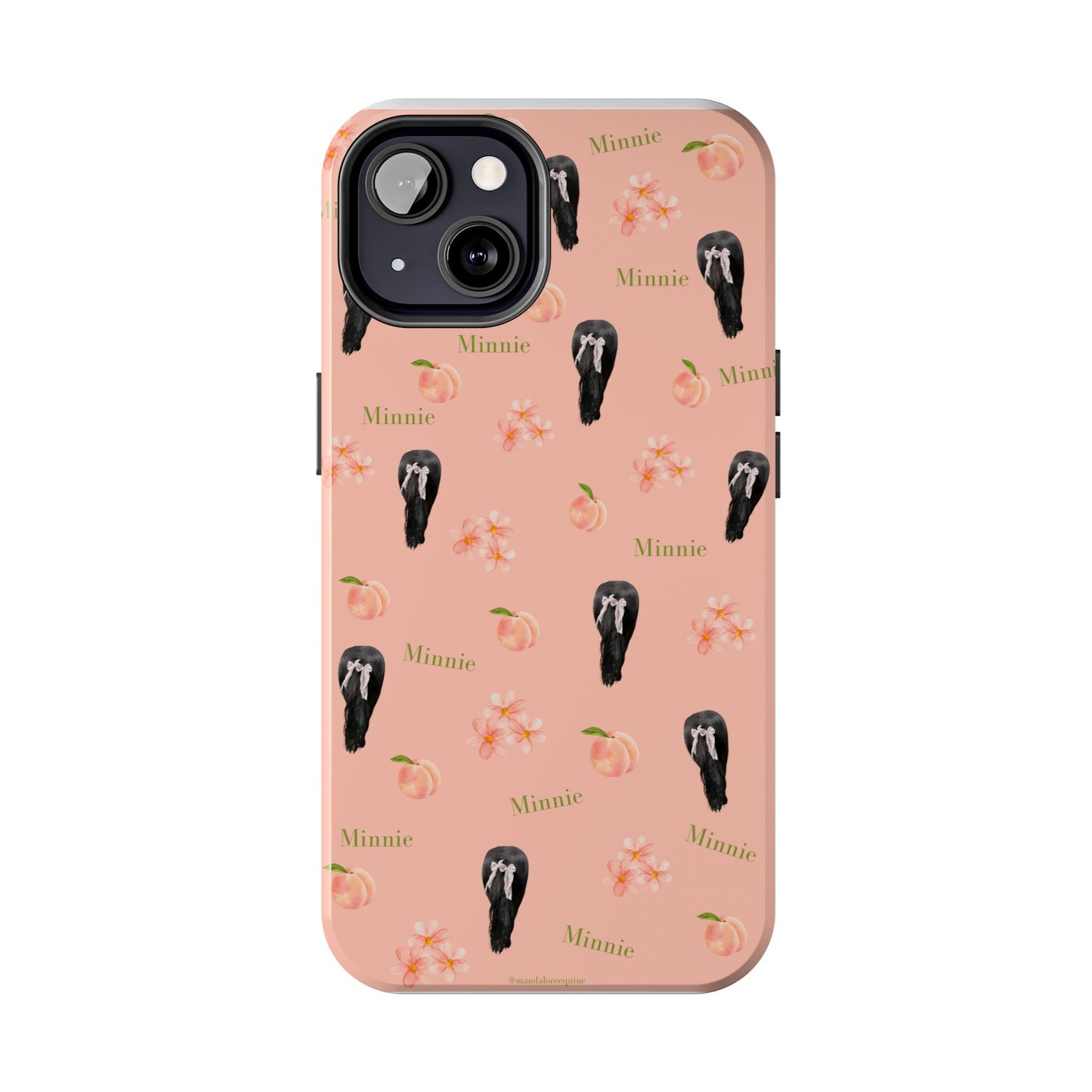 Personalized Peach Floral Phone Case — Tough Protective Case with Custom Name (Minnie)