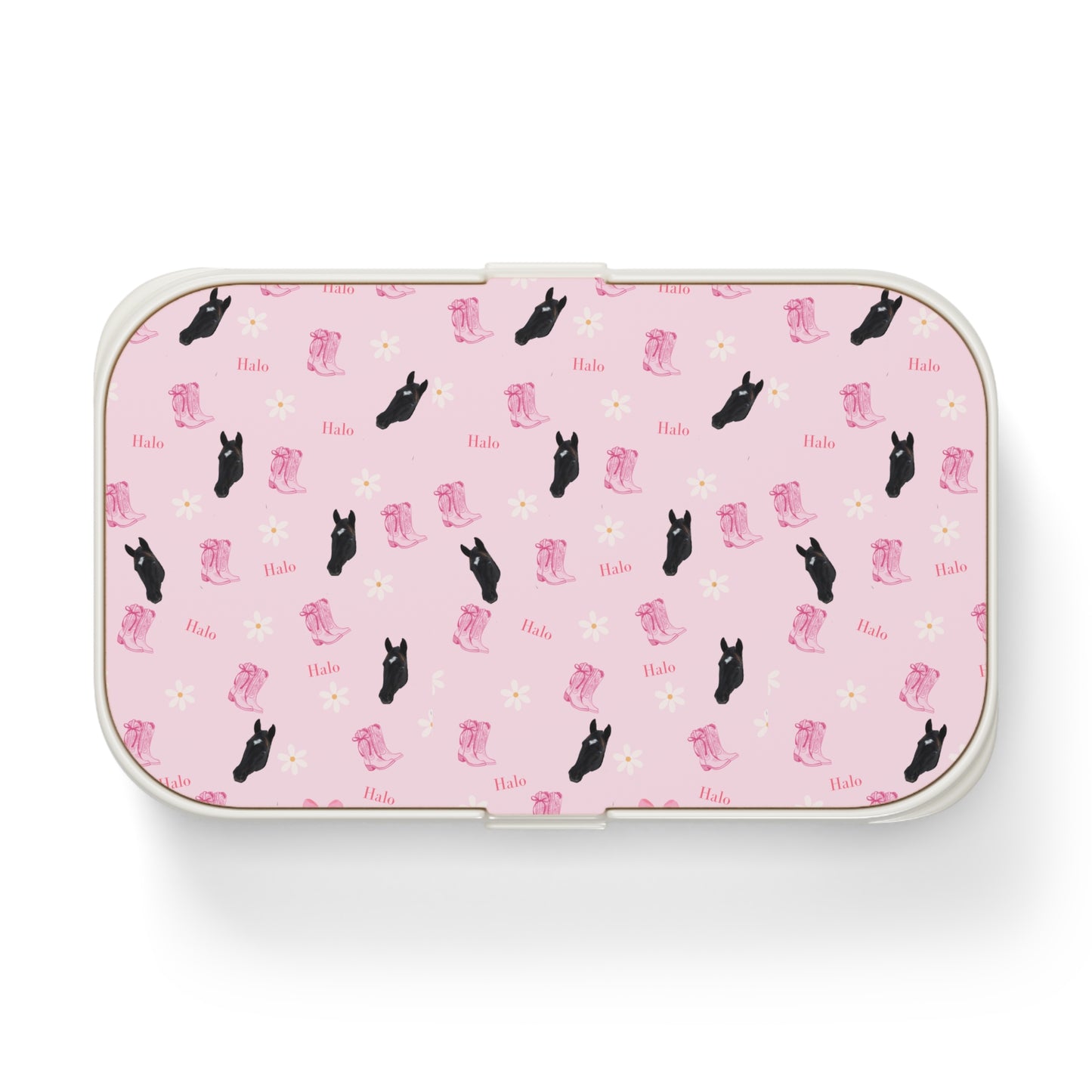 Black Horse Pink Bento Lunch Box — Cute Equine Lunch Container