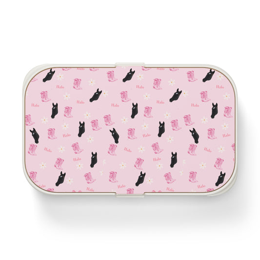 Black Horse Pink Bento Lunch Box — Cute Equine Lunch Container