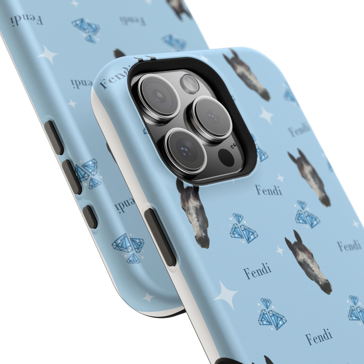 Blue Horse Pattern Magnetic Impact-Resistant Phone Case