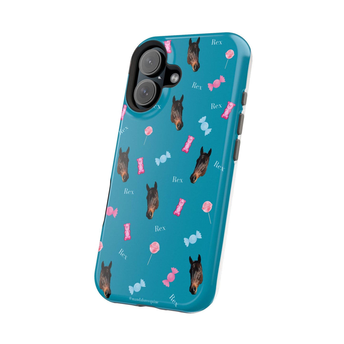 Magnetic Impact-Resistant Phone Case — Teal Doberman Candy Pattern (Protective, Shockproof)
