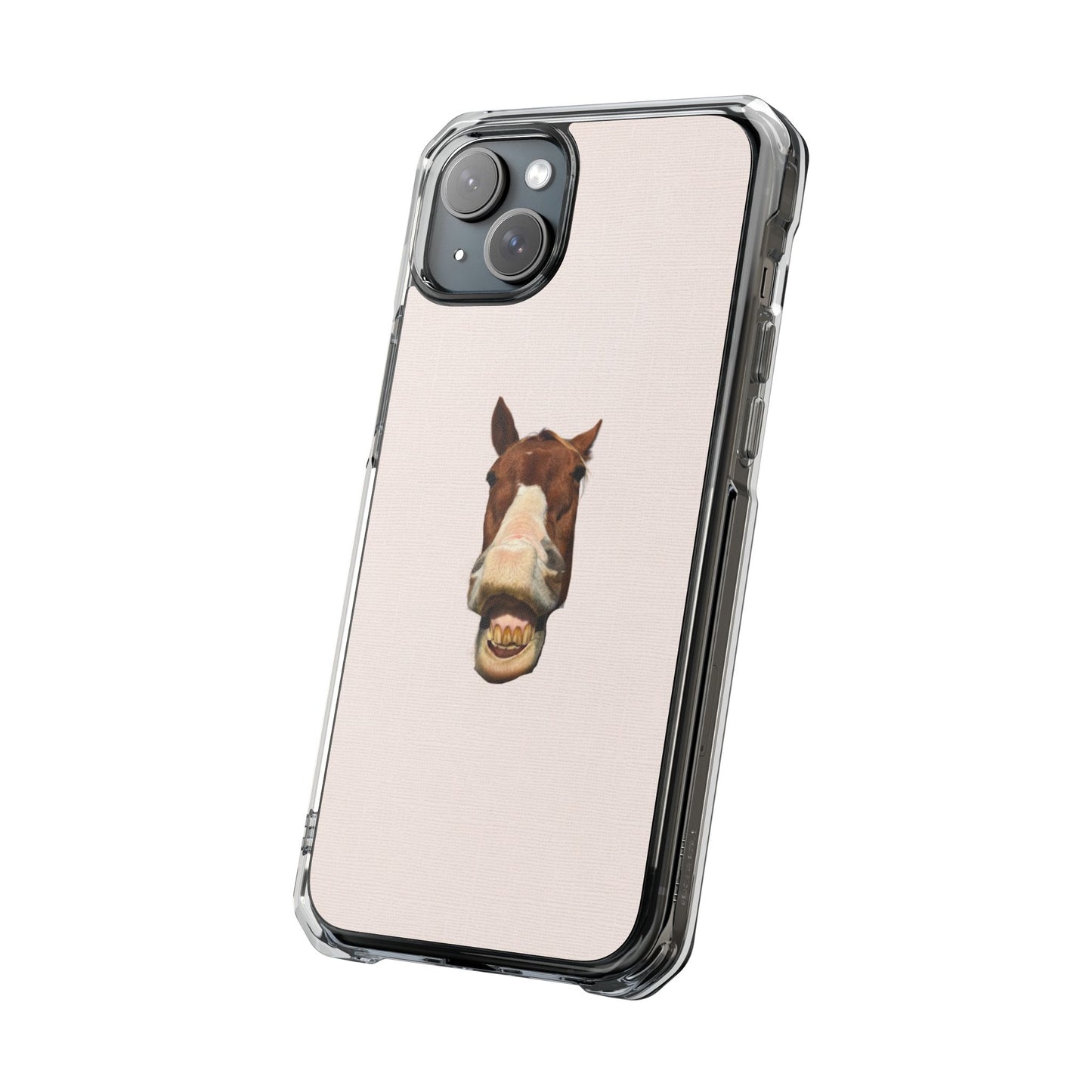 Clear Magnetic Phone Case — Funny Grinning Horse Design
