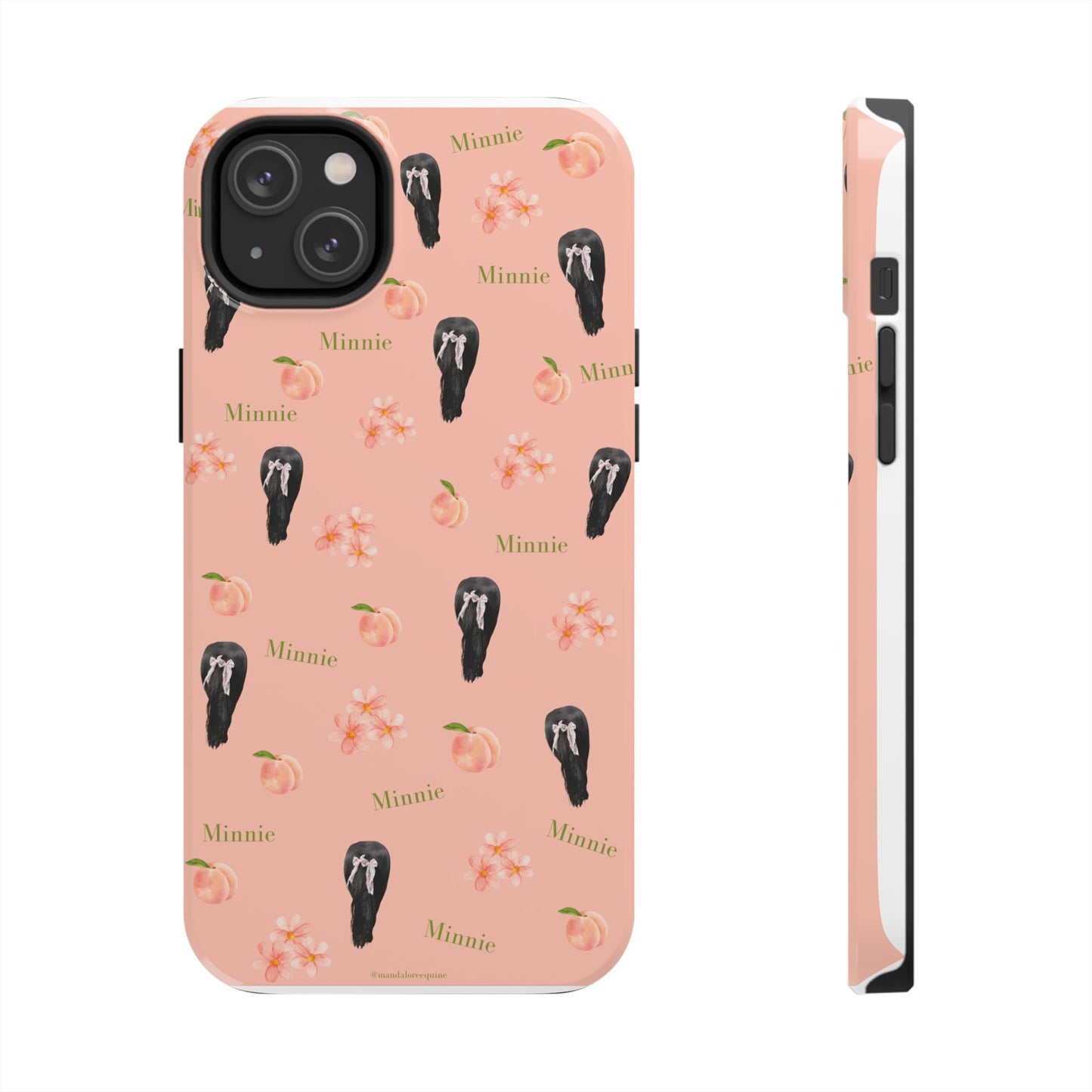 Personalized Peach Floral Phone Case — Tough Protective Case with Custom Name (Minnie)