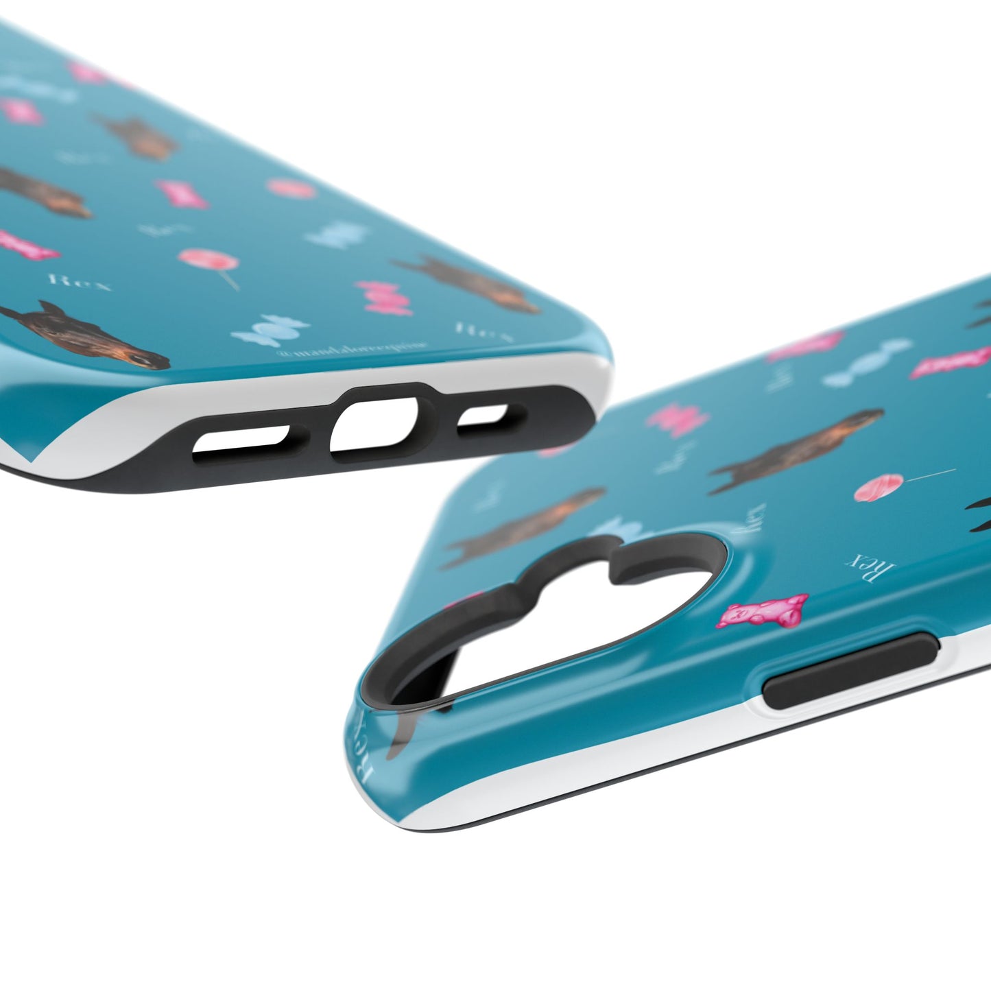 Magnetic Impact-Resistant Phone Case — Teal Doberman Candy Pattern (Protective, Shockproof)