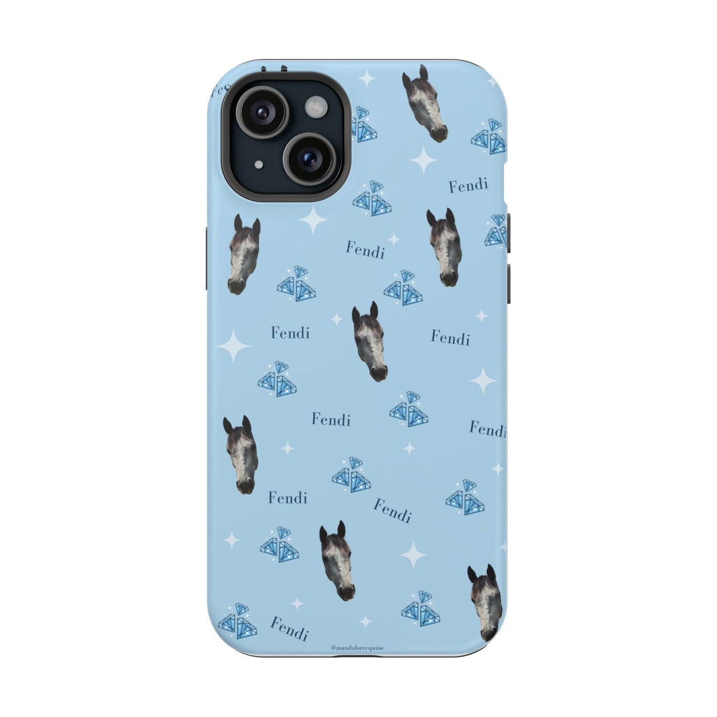 Blue Horse Pattern Magnetic Impact-Resistant Phone Case