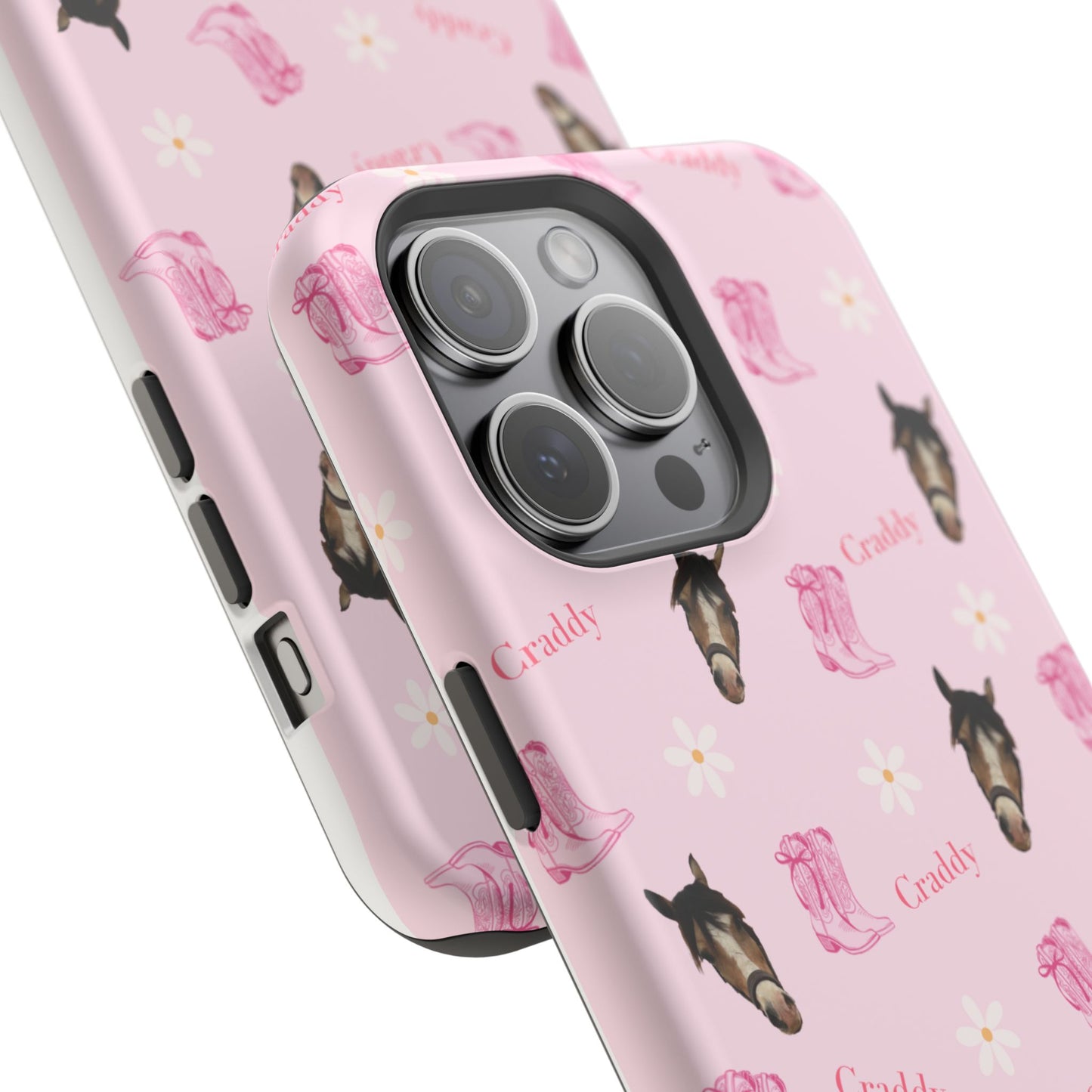 Pink Horse Pattern Magnetic Impact Case — Custom Equestrian iPhone Cover