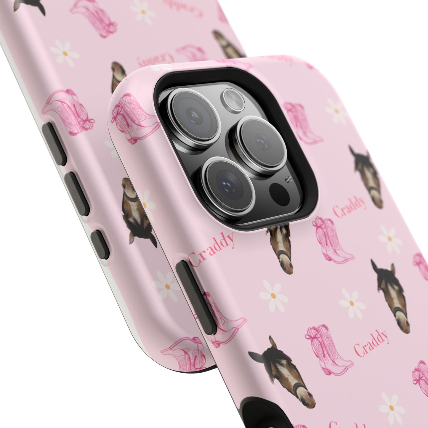 Pink Horse Pattern Magnetic Impact Case — Custom Equestrian iPhone Cover