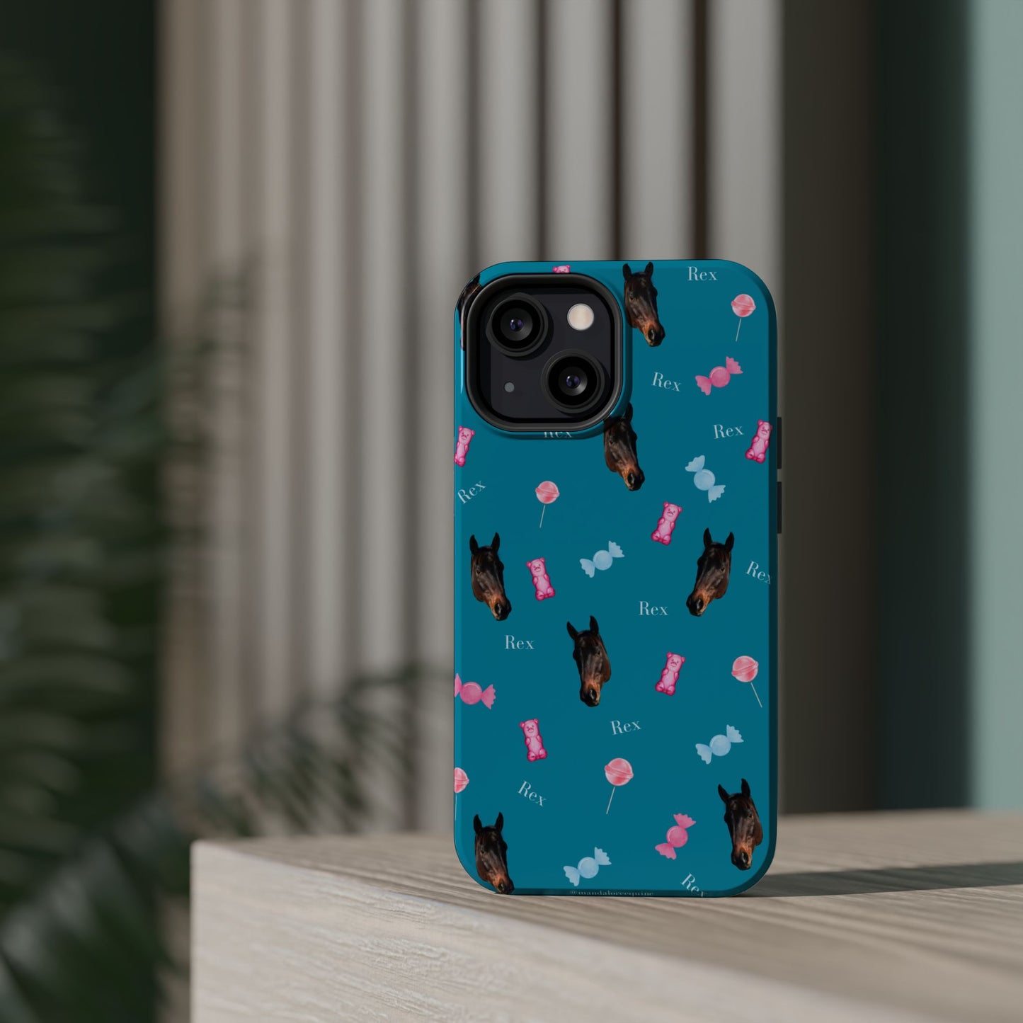 Magnetic Impact-Resistant Phone Case — Teal Doberman Candy Pattern (Protective, Shockproof)