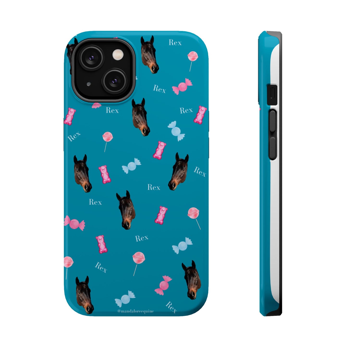 Magnetic Impact-Resistant Phone Case — Teal Doberman Candy Pattern (Protective, Shockproof)