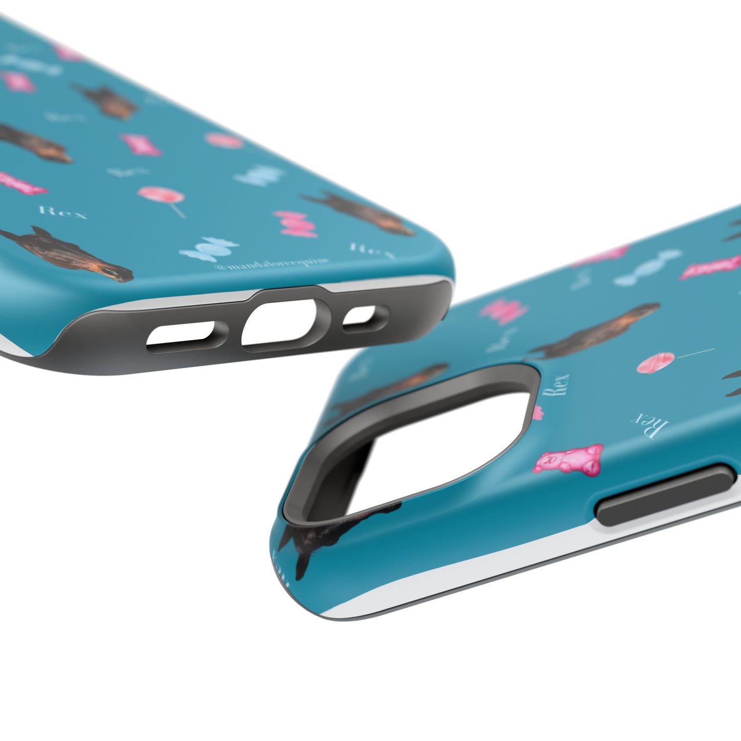 Magnetic Impact-Resistant Phone Case — Teal Doberman Candy Pattern (Protective, Shockproof)