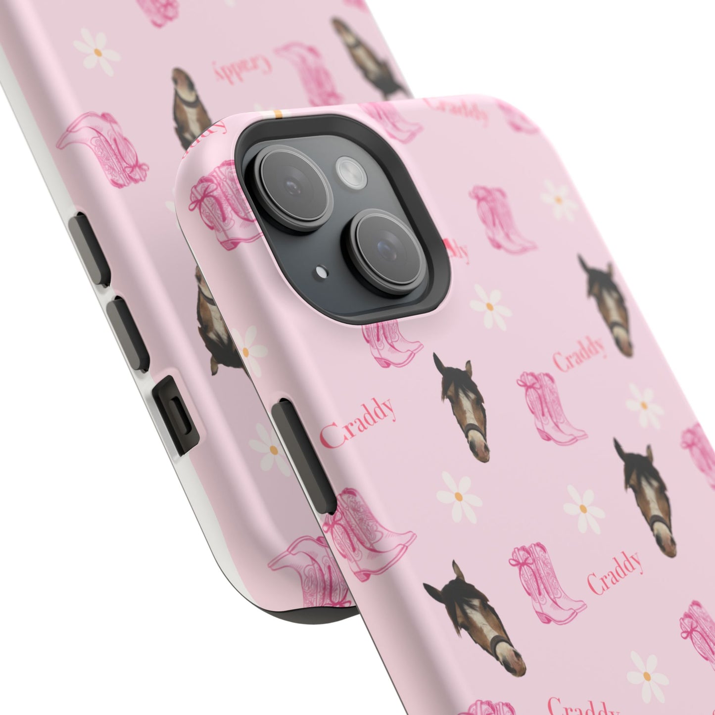Pink Horse Pattern Magnetic Impact Case — Custom Equestrian iPhone Cover