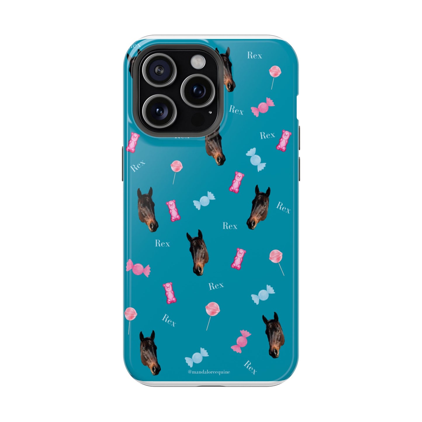 Magnetic Impact-Resistant Phone Case — Teal Doberman Candy Pattern (Protective, Shockproof)