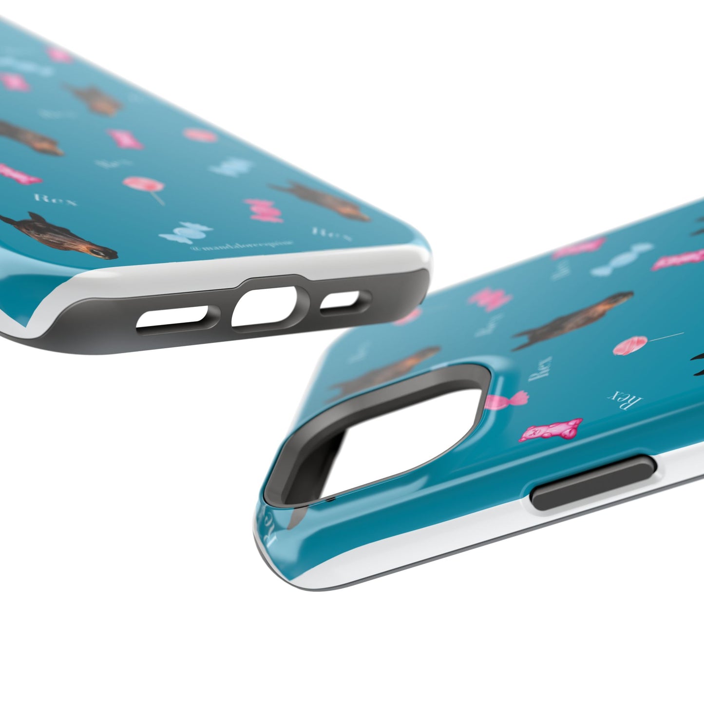Magnetic Impact-Resistant Phone Case — Teal Doberman Candy Pattern (Protective, Shockproof)