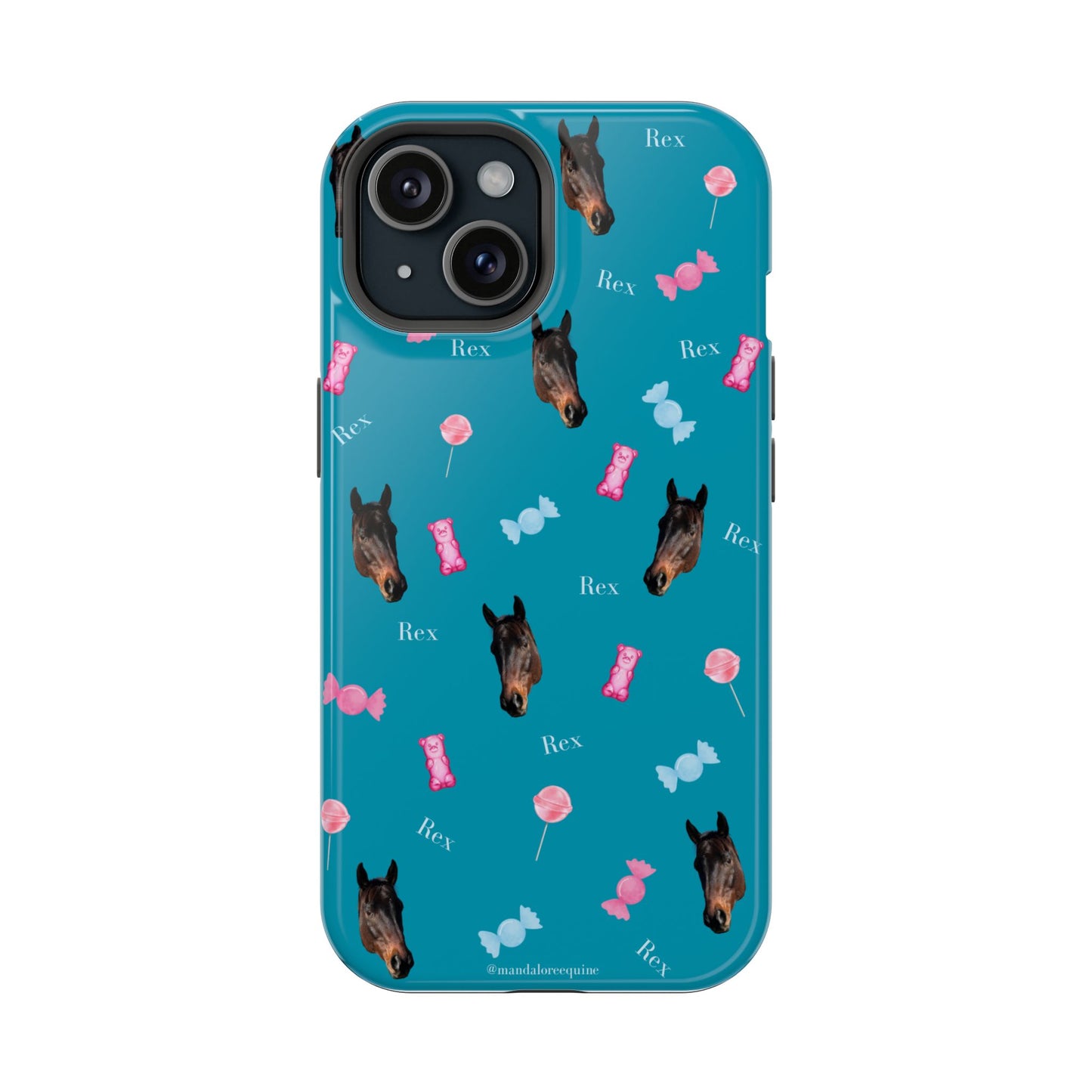 Magnetic Impact-Resistant Phone Case — Teal Doberman Candy Pattern (Protective, Shockproof)