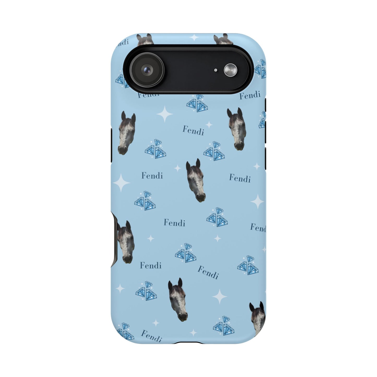 Blue Horse Pattern Magnetic Impact-Resistant Phone Case