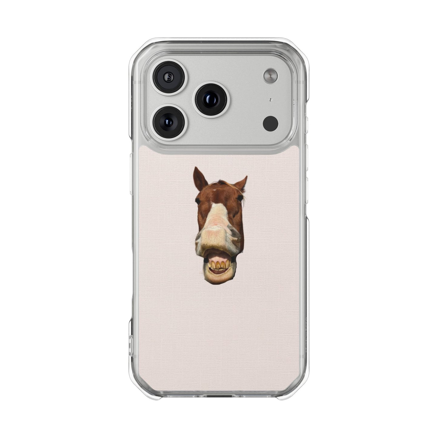 Clear Magnetic Phone Case — Funny Grinning Horse Design