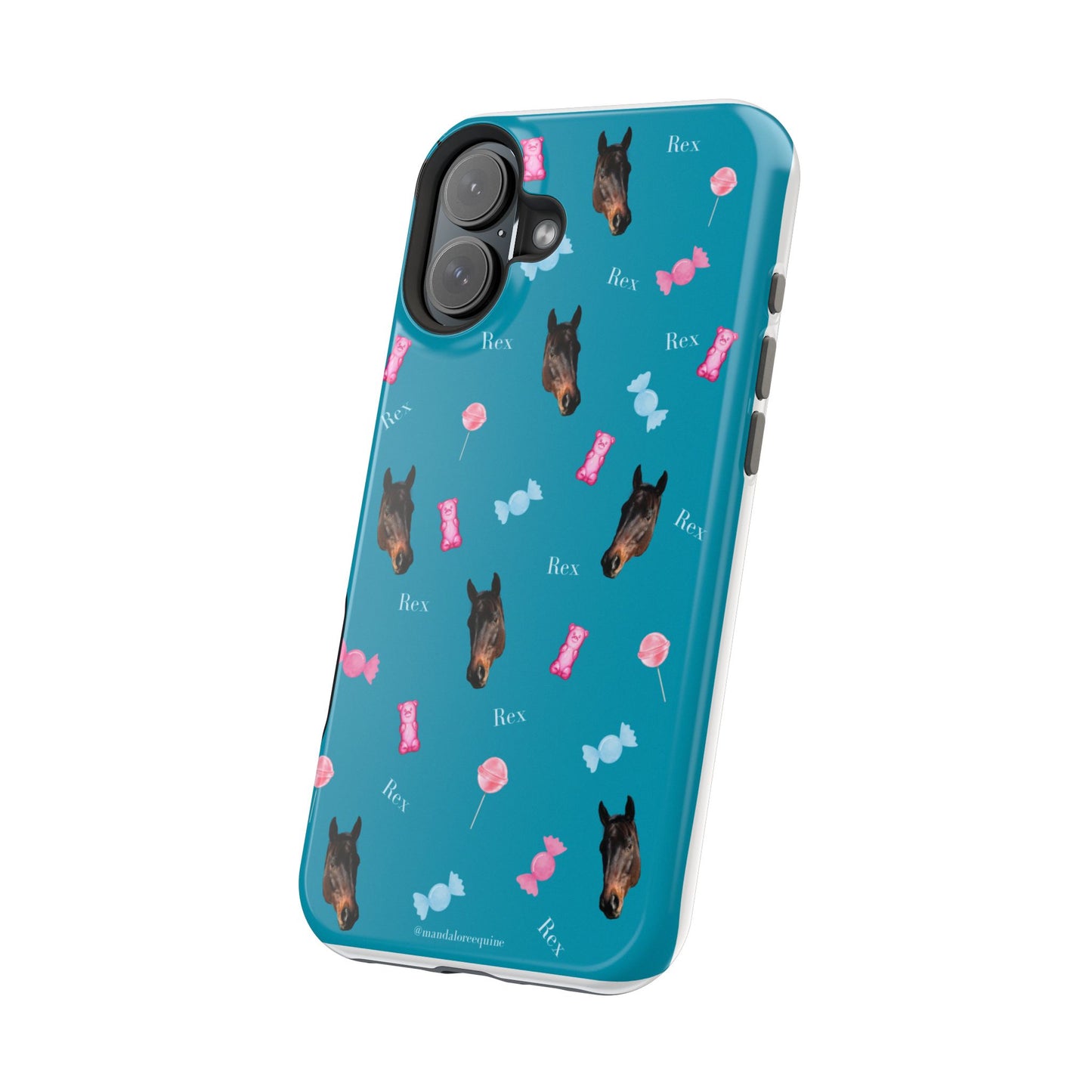 Magnetic Impact-Resistant Phone Case — Teal Doberman Candy Pattern (Protective, Shockproof)