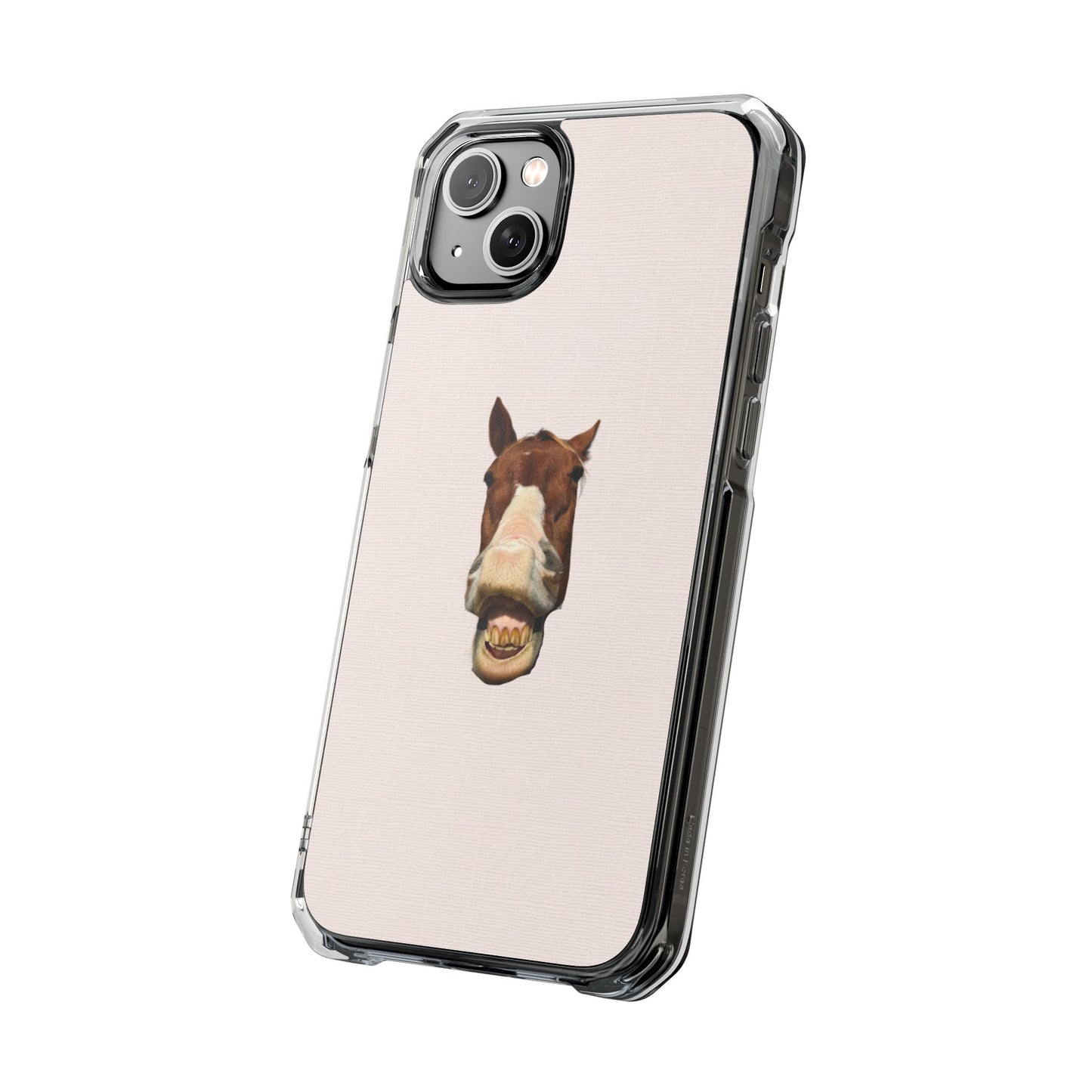 Clear Magnetic Phone Case — Funny Grinning Horse Design
