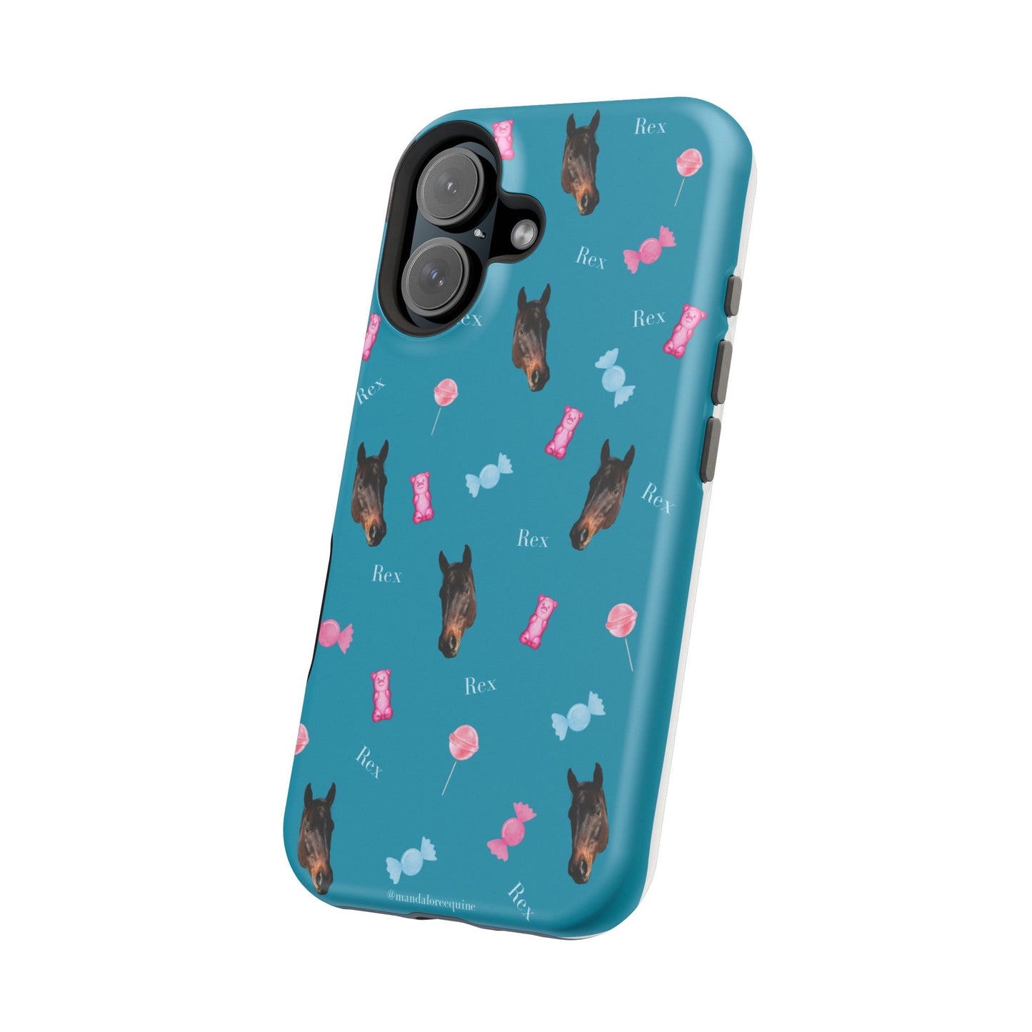 Magnetic Impact-Resistant Phone Case — Teal Doberman Candy Pattern (Protective, Shockproof)