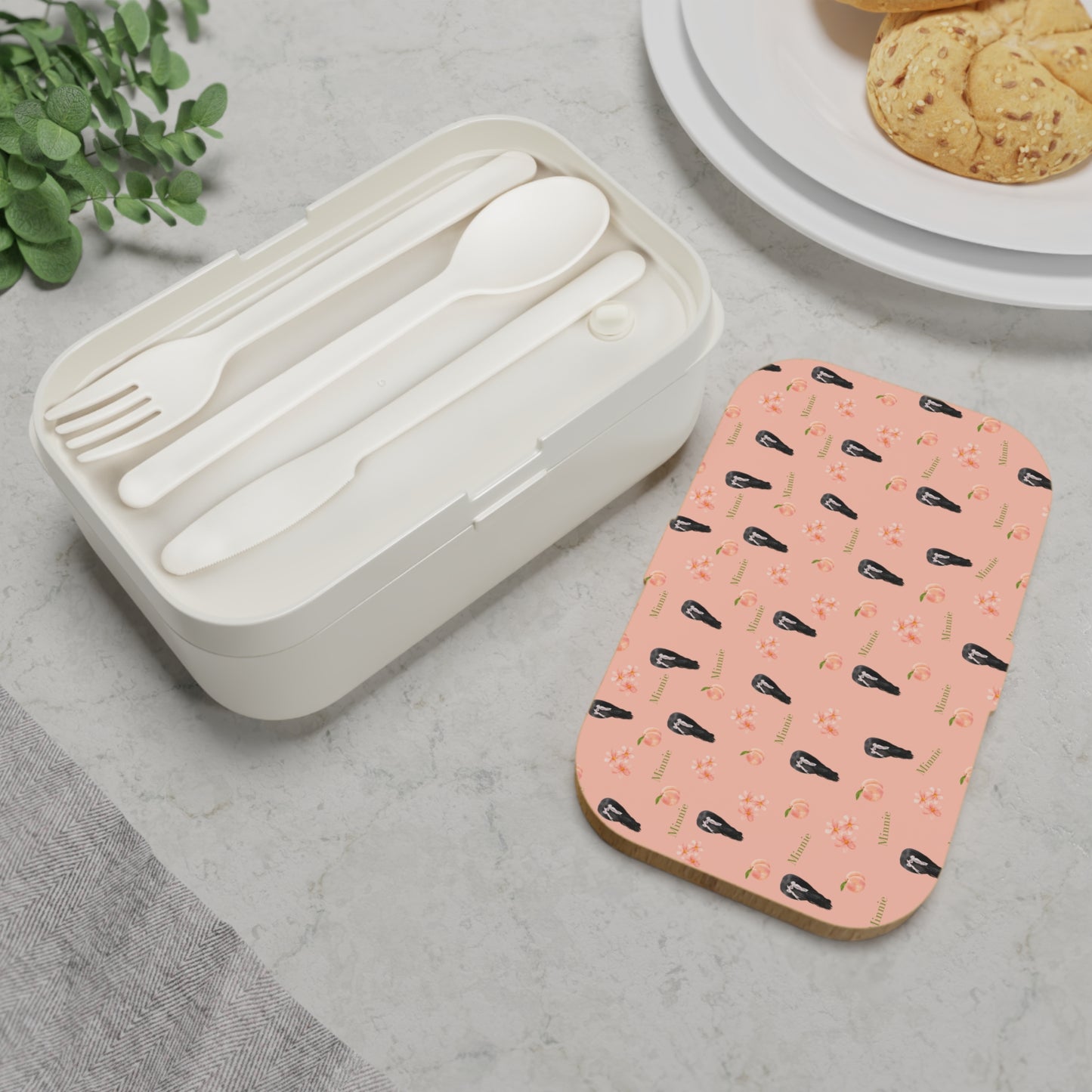 Peach Floral & Pony Bum Pattern Bento Lunch Box
