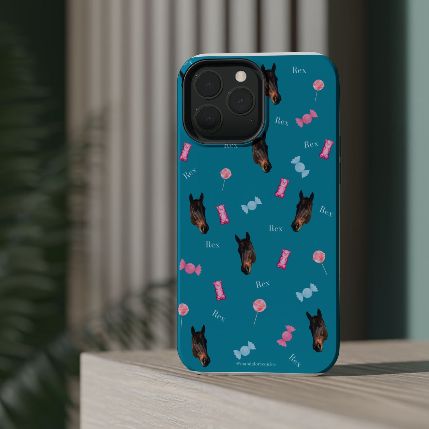 Magnetic Impact-Resistant Phone Case — Teal Doberman Candy Pattern (Protective, Shockproof)