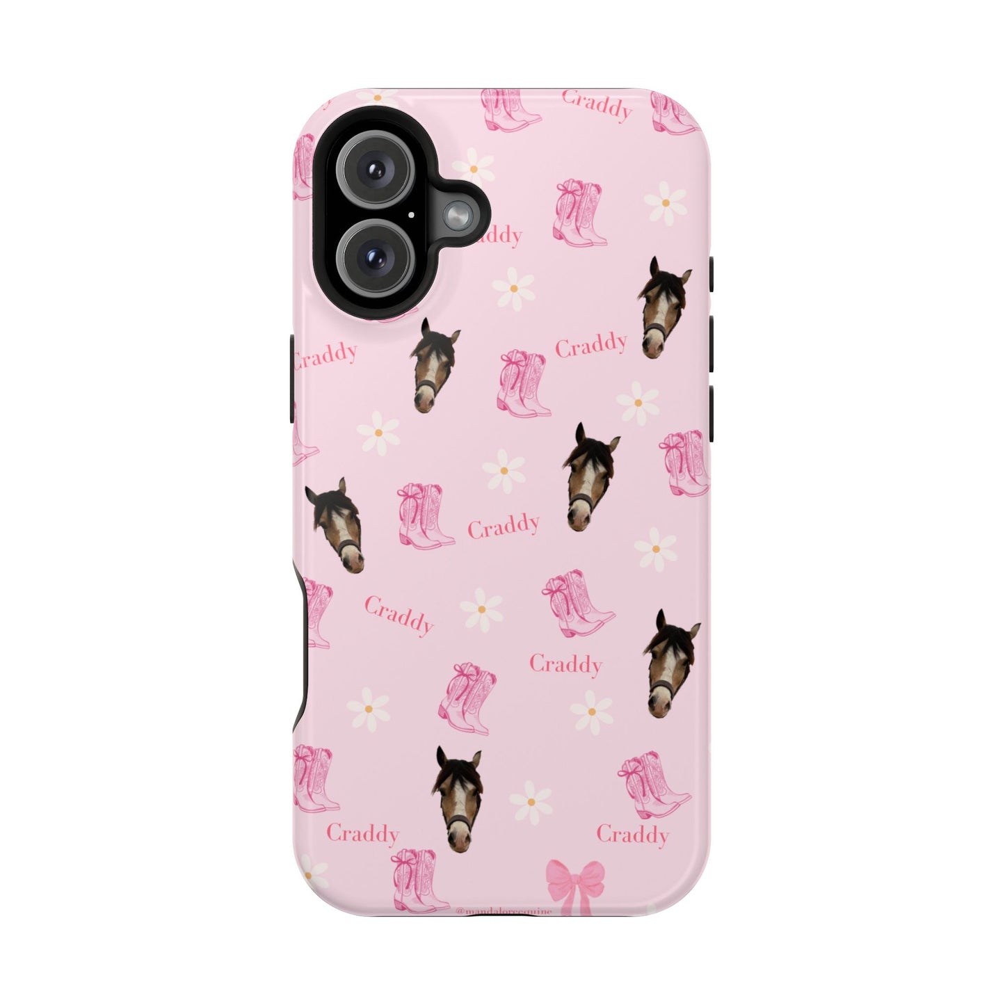 Pink Horse Pattern Magnetic Impact Case — Custom Equestrian iPhone Cover