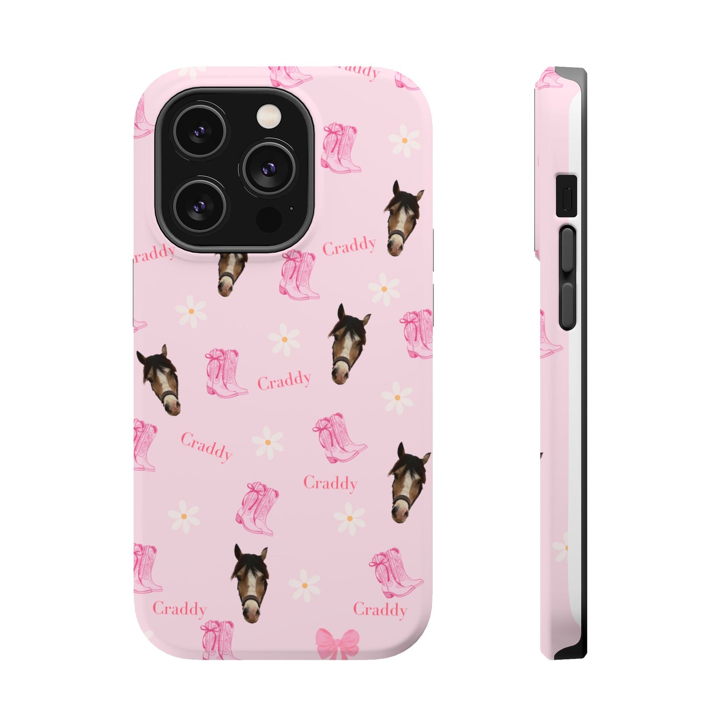 Pink Horse Pattern Magnetic Impact Case — Custom Equestrian iPhone Cover