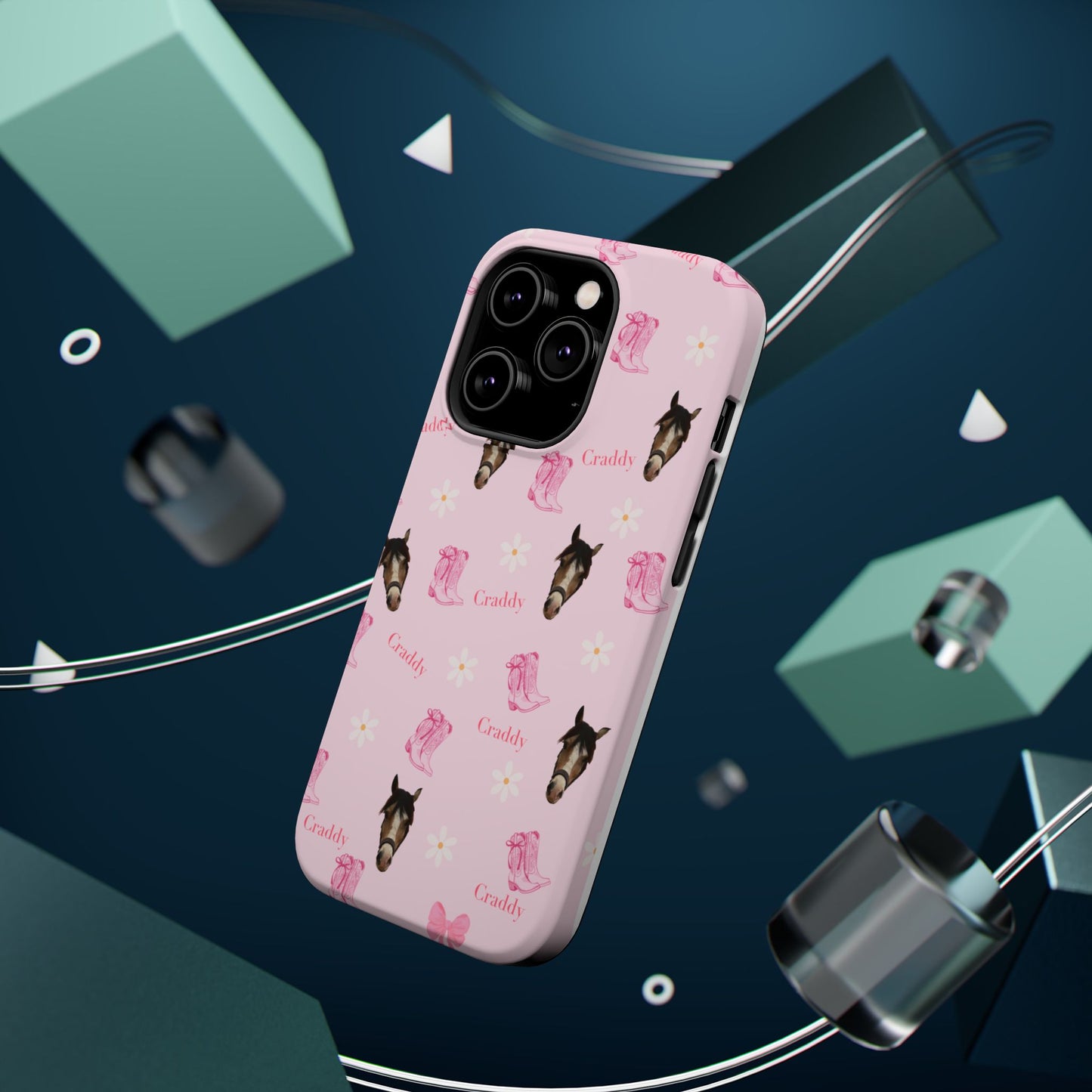 Pink Horse Pattern Magnetic Impact Case — Custom Equestrian iPhone Cover