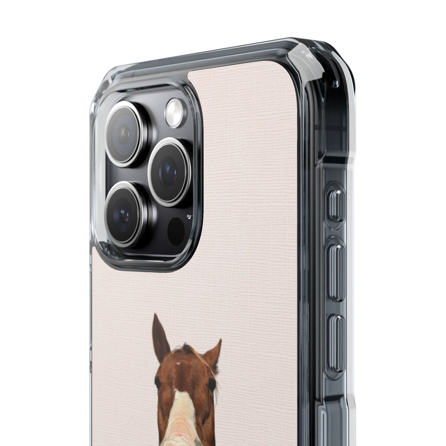 Clear Magnetic Phone Case — Funny Grinning Horse Design