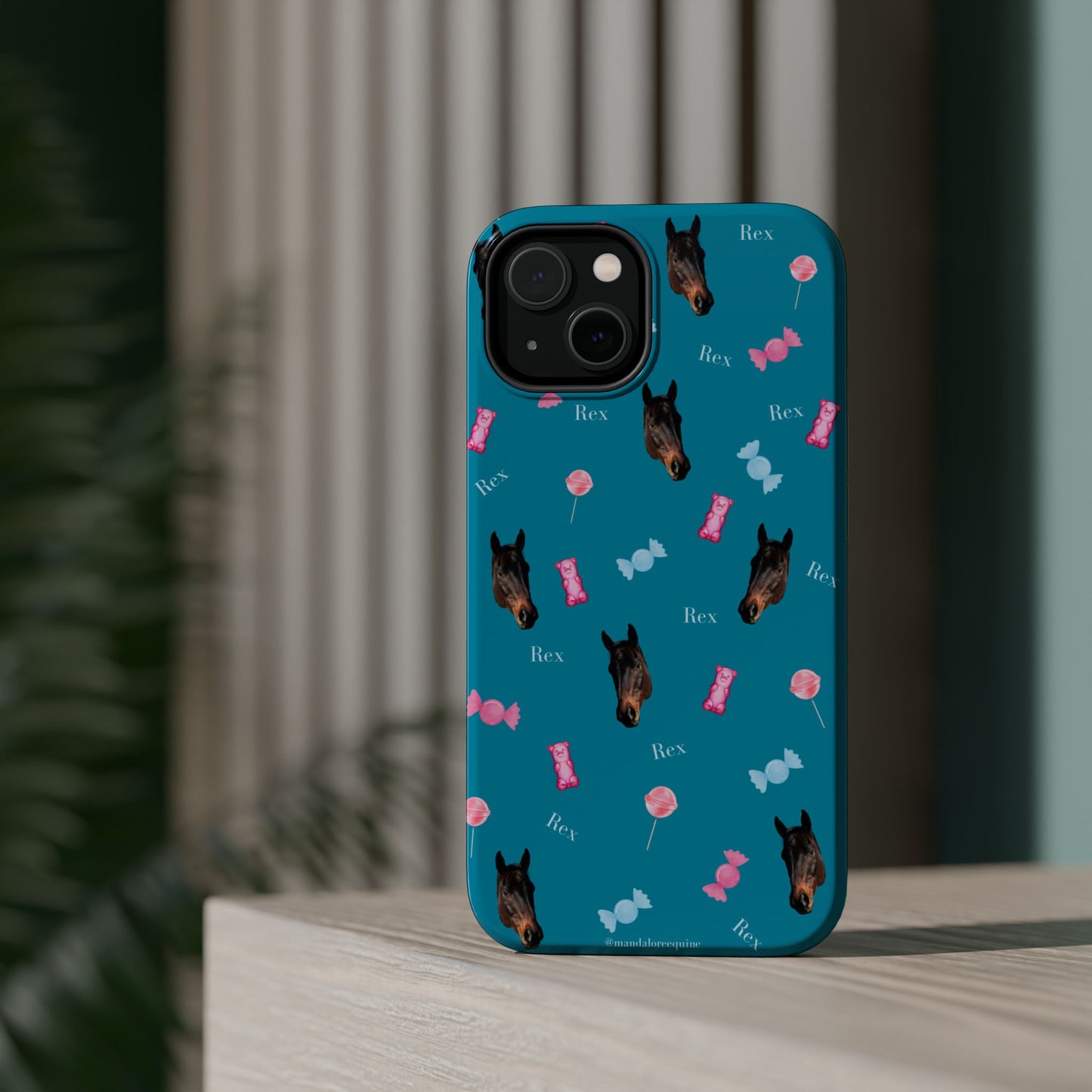 Magnetic Impact-Resistant Phone Case — Teal Doberman Candy Pattern (Protective, Shockproof)