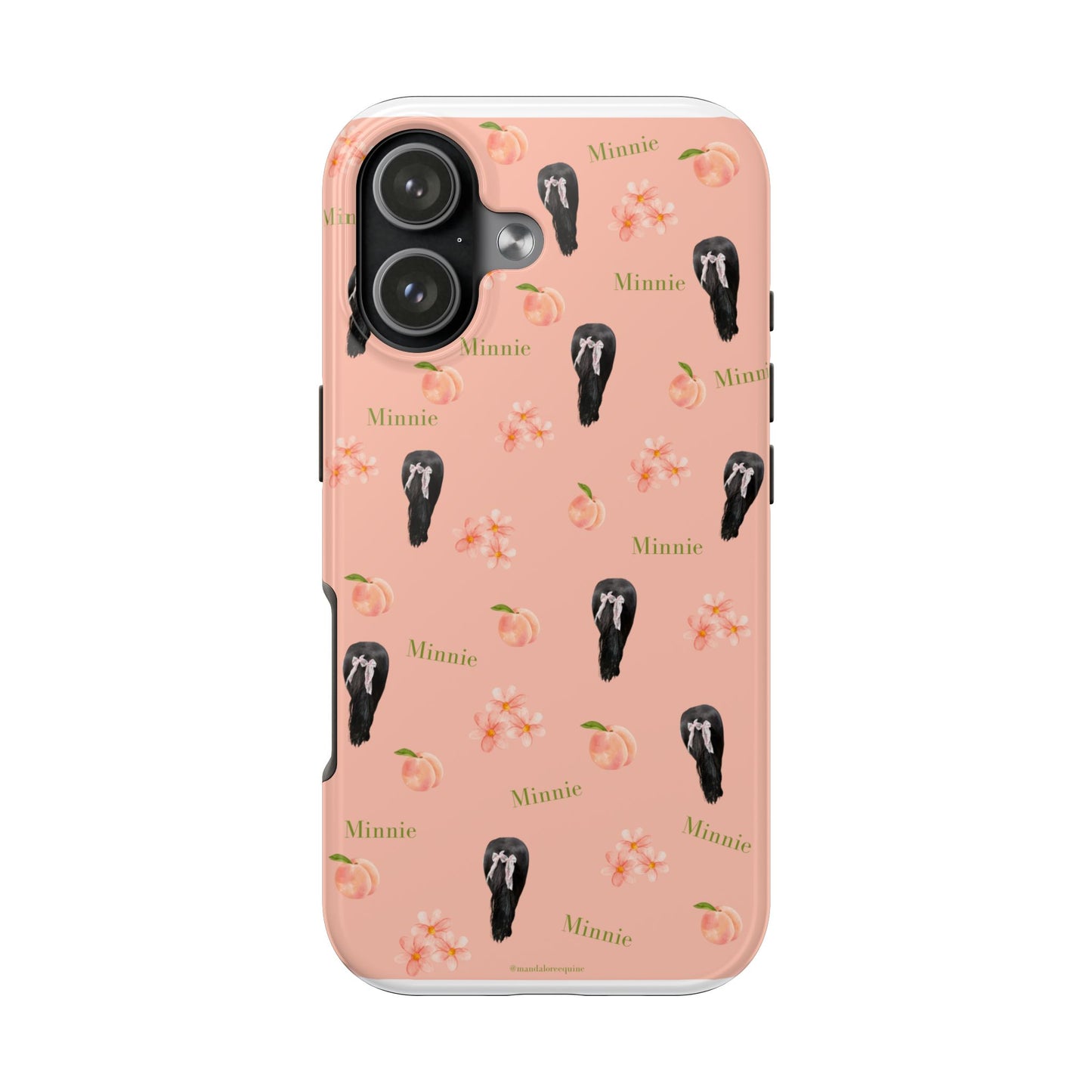 Personalized Peach Floral Phone Case — Tough Protective Case with Custom Name (Minnie)