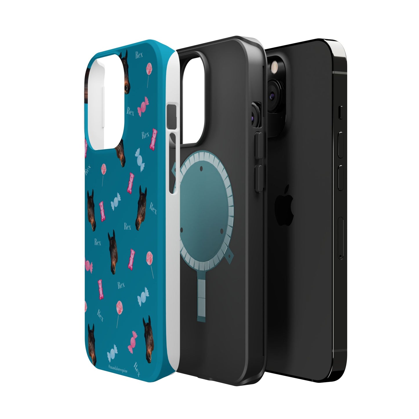 Magnetic Impact-Resistant Phone Case — Teal Doberman Candy Pattern (Protective, Shockproof)