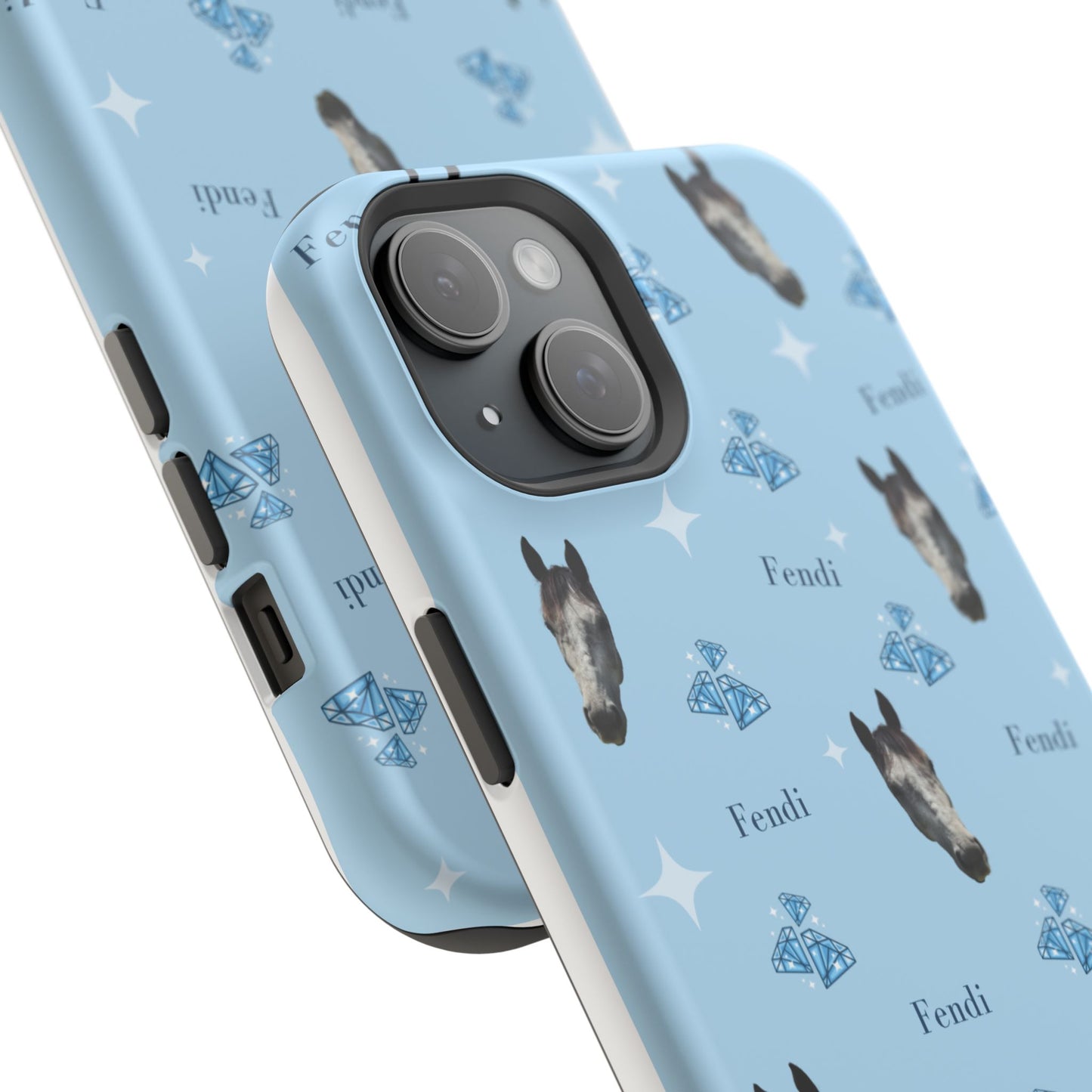 Blue Horse Pattern Magnetic Impact-Resistant Phone Case