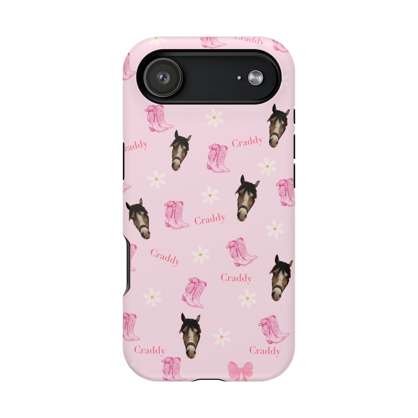 Pink Horse Pattern Magnetic Impact Case — Custom Equestrian iPhone Cover