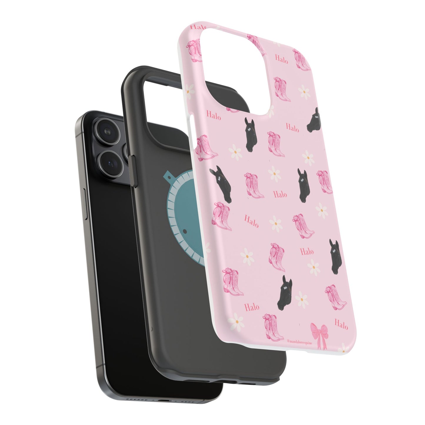 Magnetic Impact-Resistant Phone Case — Cute Pink Cat Pattern