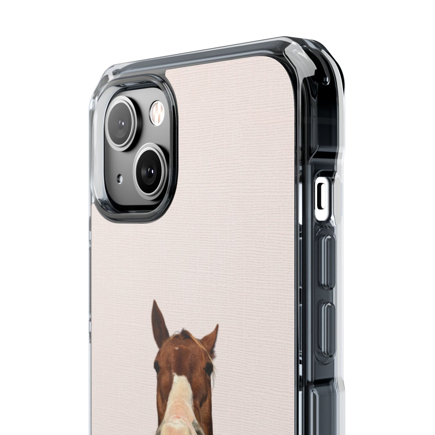 Clear Magnetic Phone Case — Funny Grinning Horse Design
