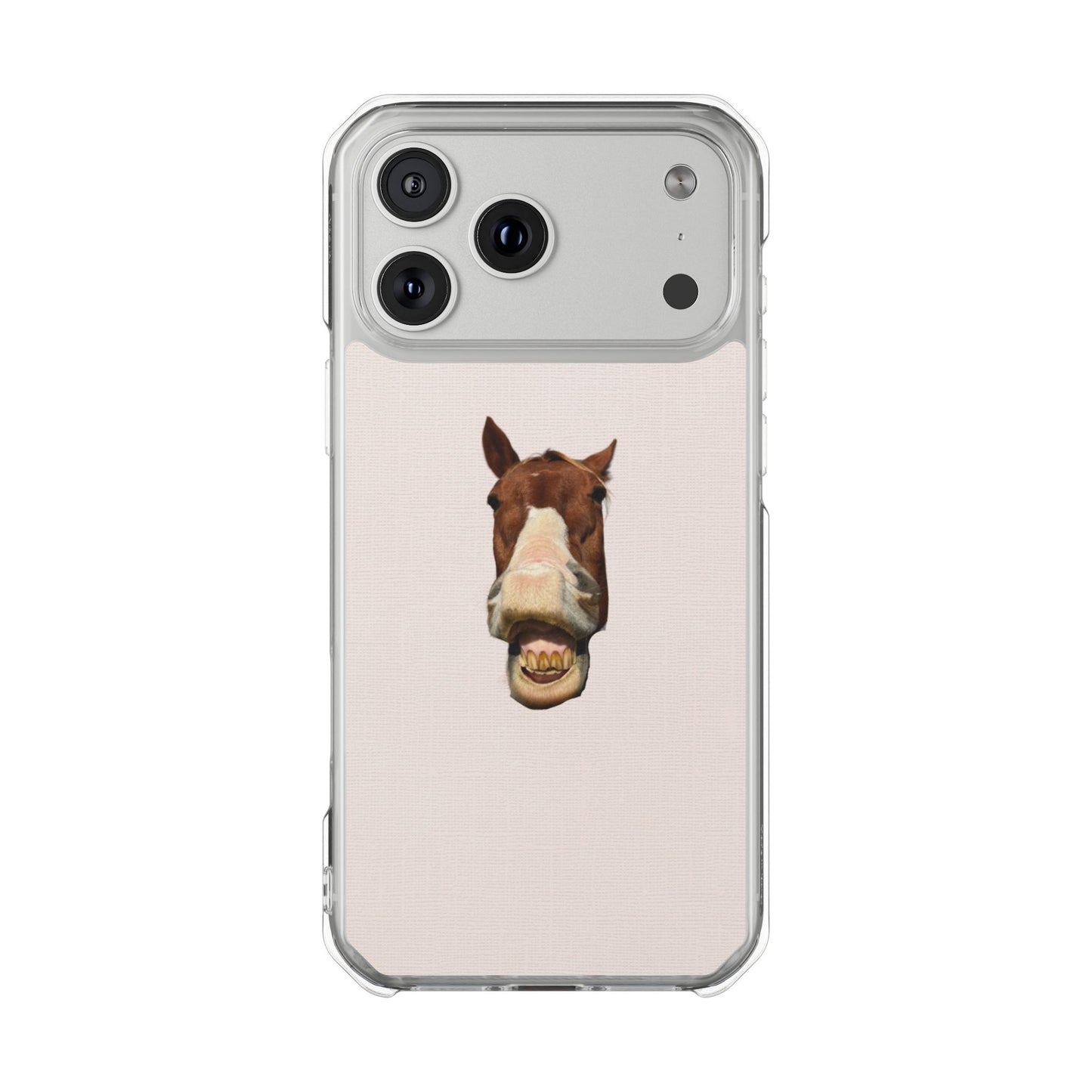 Clear Magnetic Phone Case — Funny Grinning Horse Design