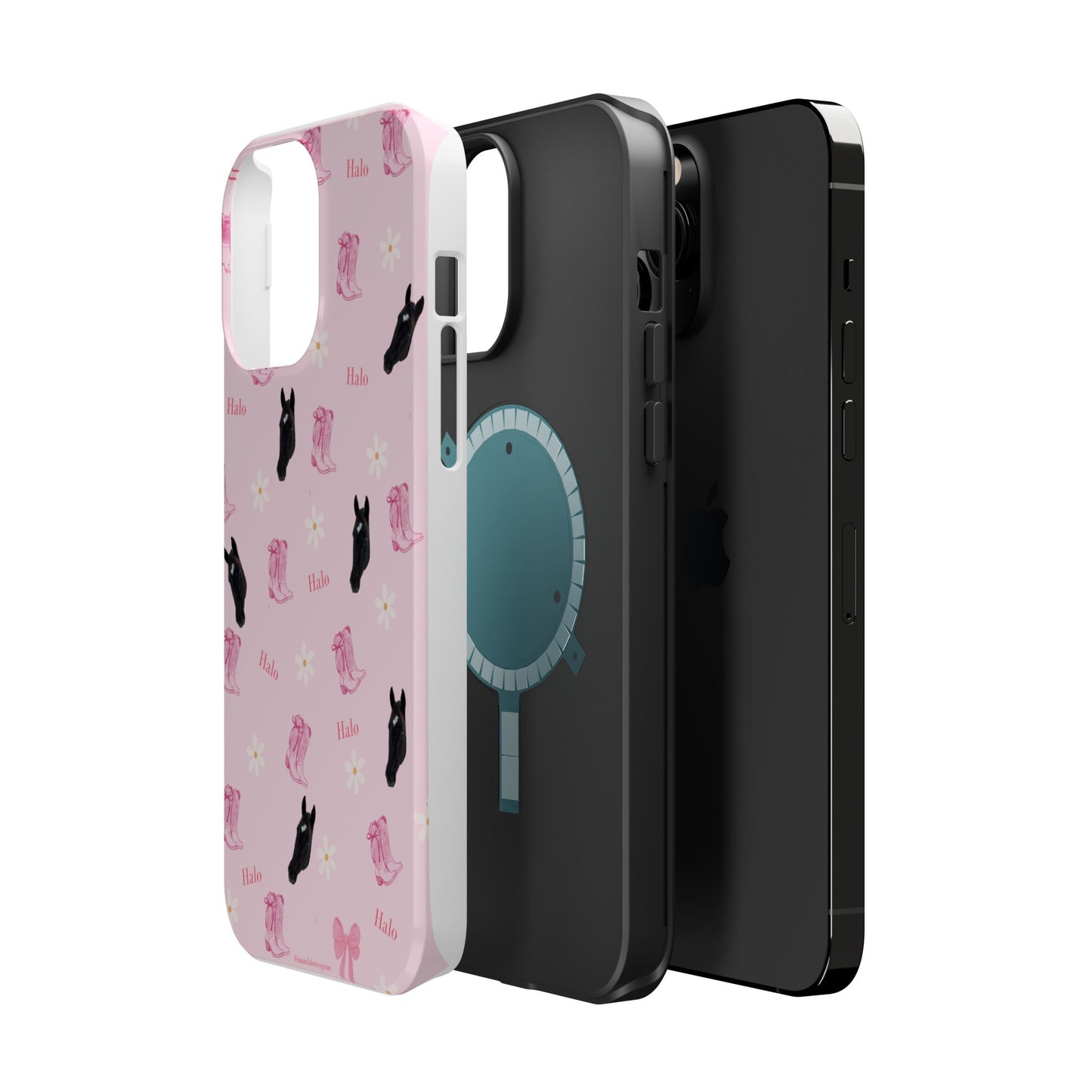 Magnetic Impact-Resistant Phone Case — Cute Pink Cat Pattern