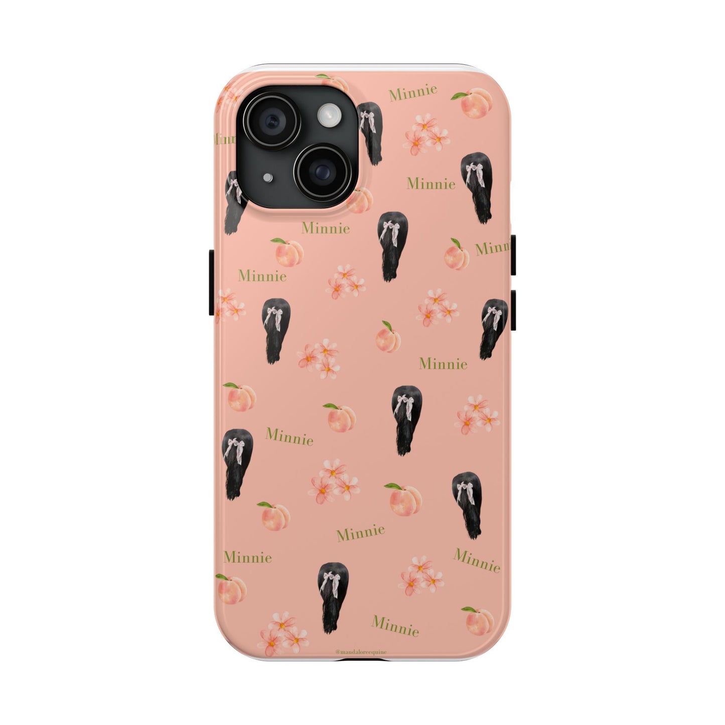 Personalized Peach Floral Phone Case — Tough Protective Case with Custom Name (Minnie)