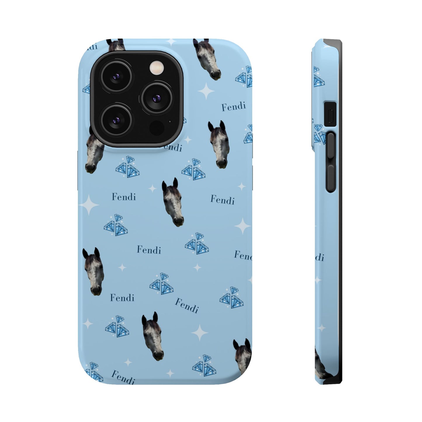 Blue Horse Pattern Magnetic Impact-Resistant Phone Case