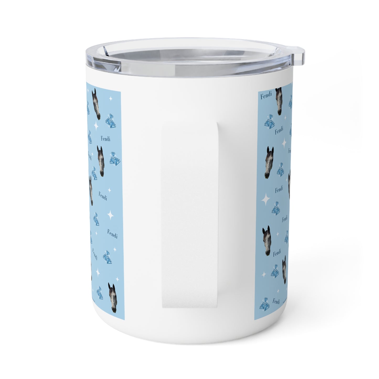Personalized Blue Horse Pattern 10oz Insulated Coffee Mug
