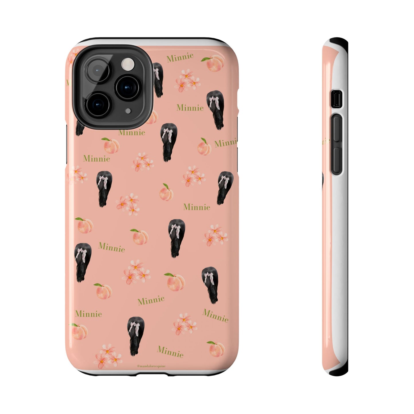 Personalized Peach Floral Phone Case — Tough Protective Case with Custom Name (Minnie)