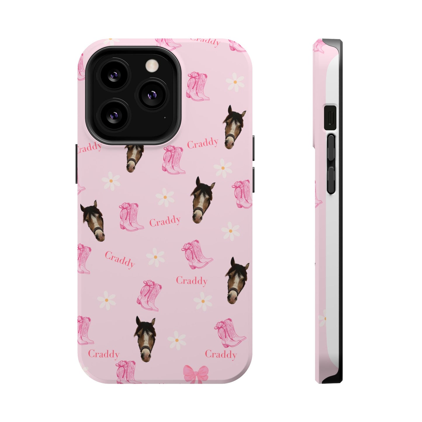 Pink Horse Pattern Magnetic Impact Case — Custom Equestrian iPhone Cover