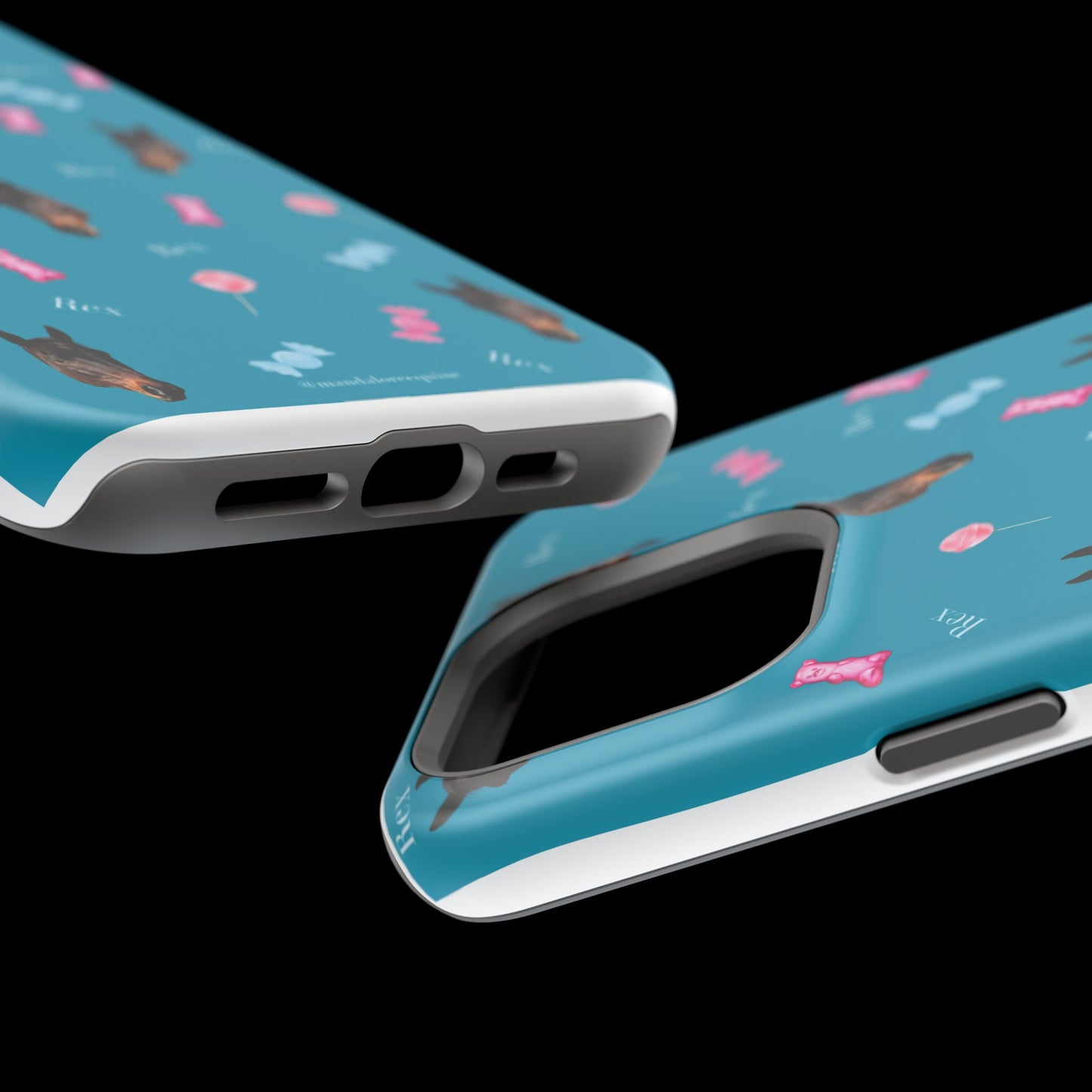 Magnetic Impact-Resistant Phone Case — Teal Doberman Candy Pattern (Protective, Shockproof)