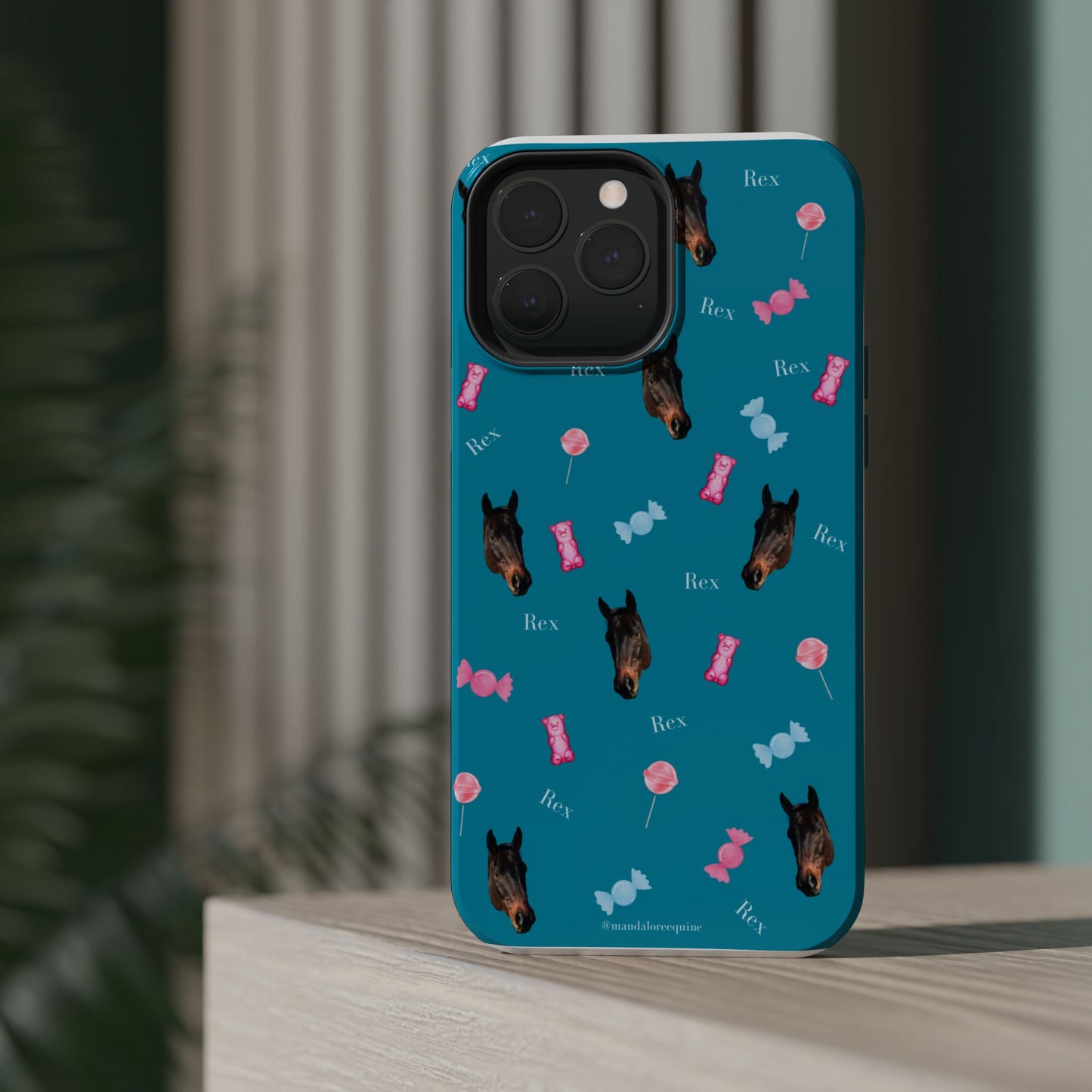 Magnetic Impact-Resistant Phone Case — Teal Doberman Candy Pattern (Protective, Shockproof)