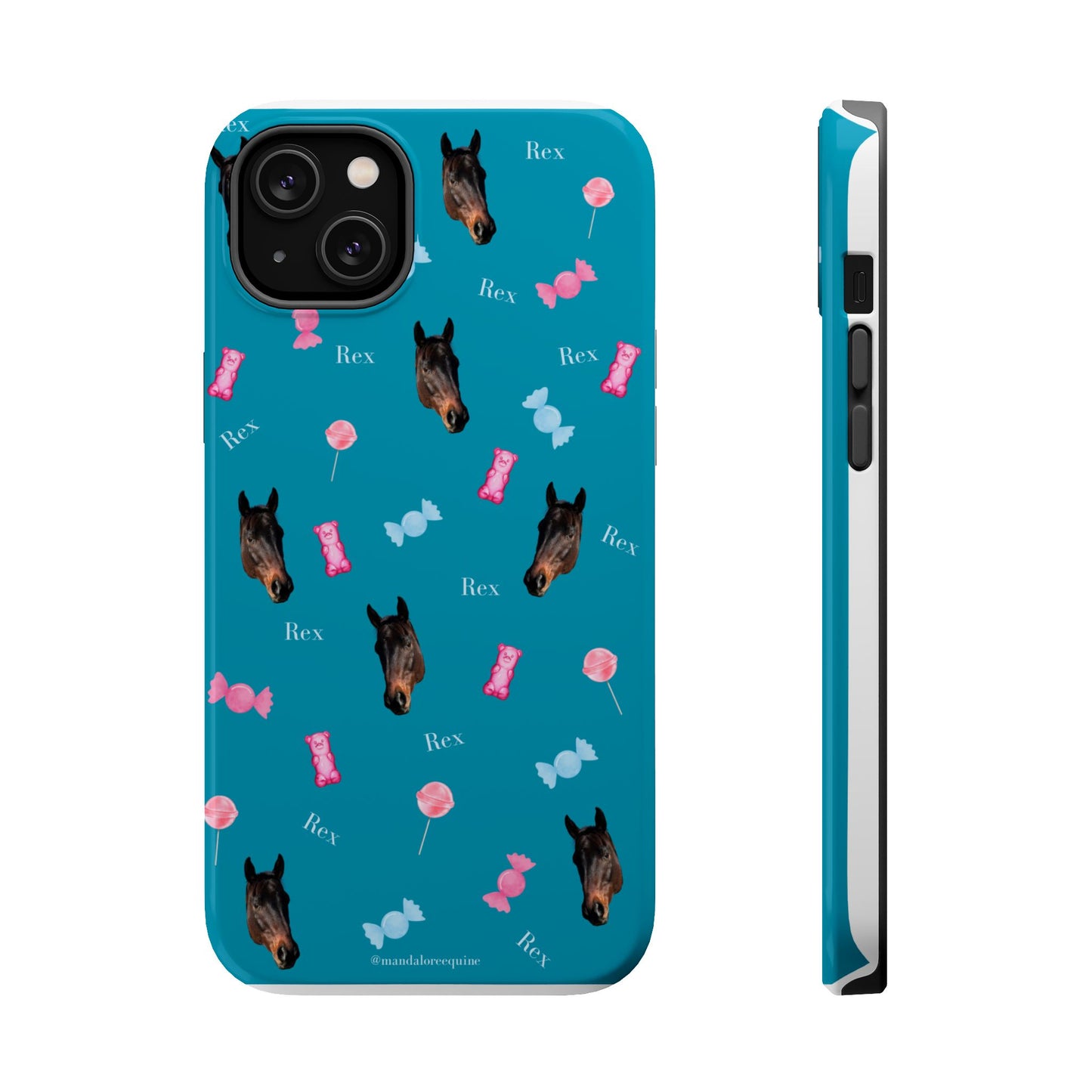 Magnetic Impact-Resistant Phone Case — Teal Doberman Candy Pattern (Protective, Shockproof)