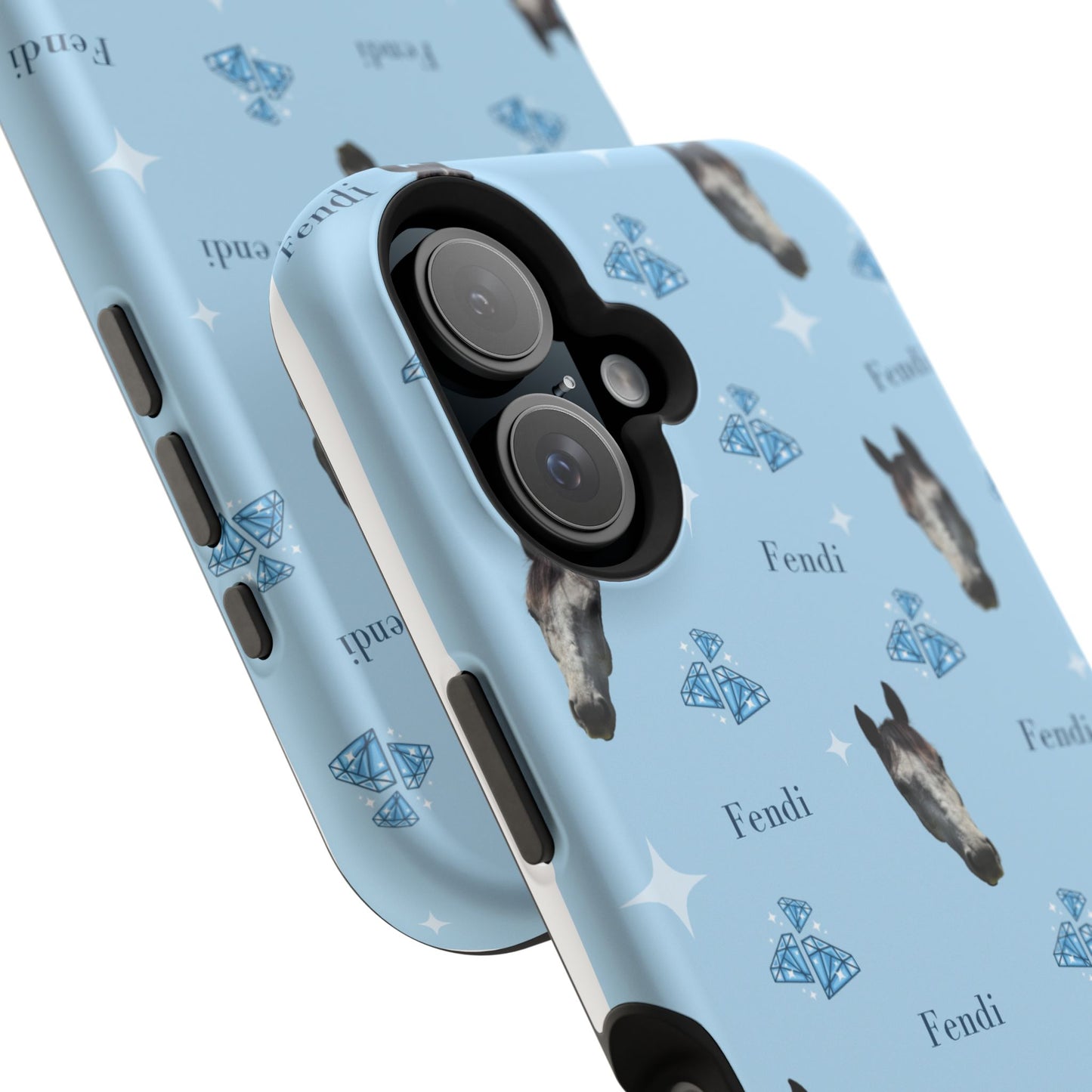 Blue Horse Pattern Magnetic Impact-Resistant Phone Case