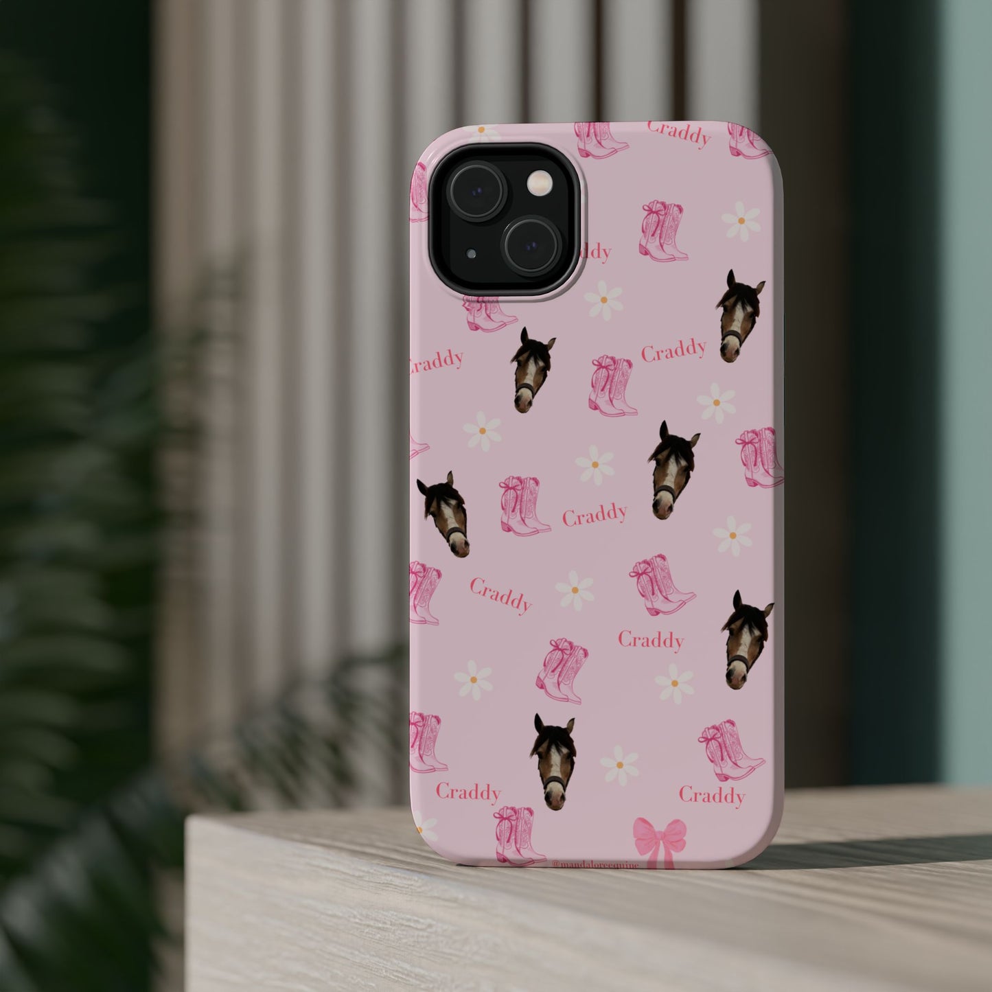 Pink Horse Pattern Magnetic Impact Case — Custom Equestrian iPhone Cover